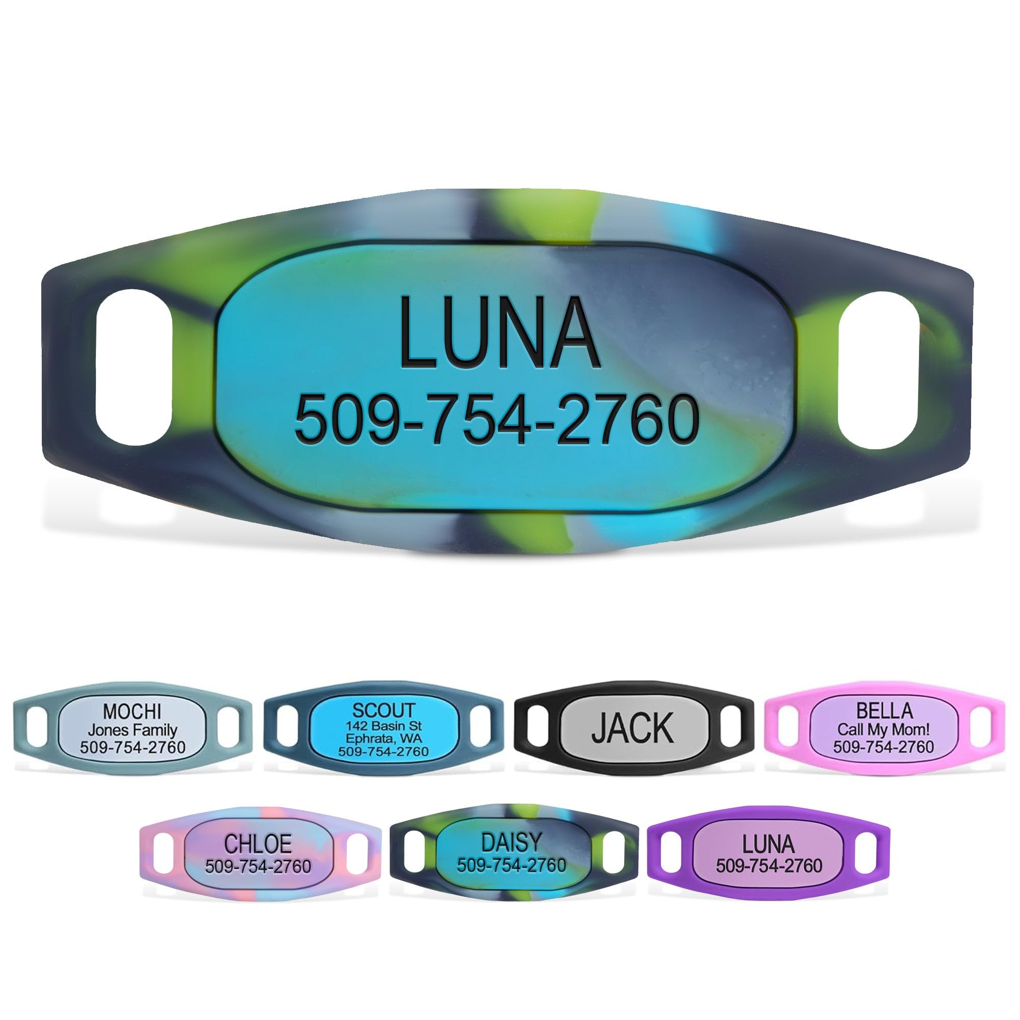 GoTags Silent Slide-On Engraved Silicone Pet ID Tag