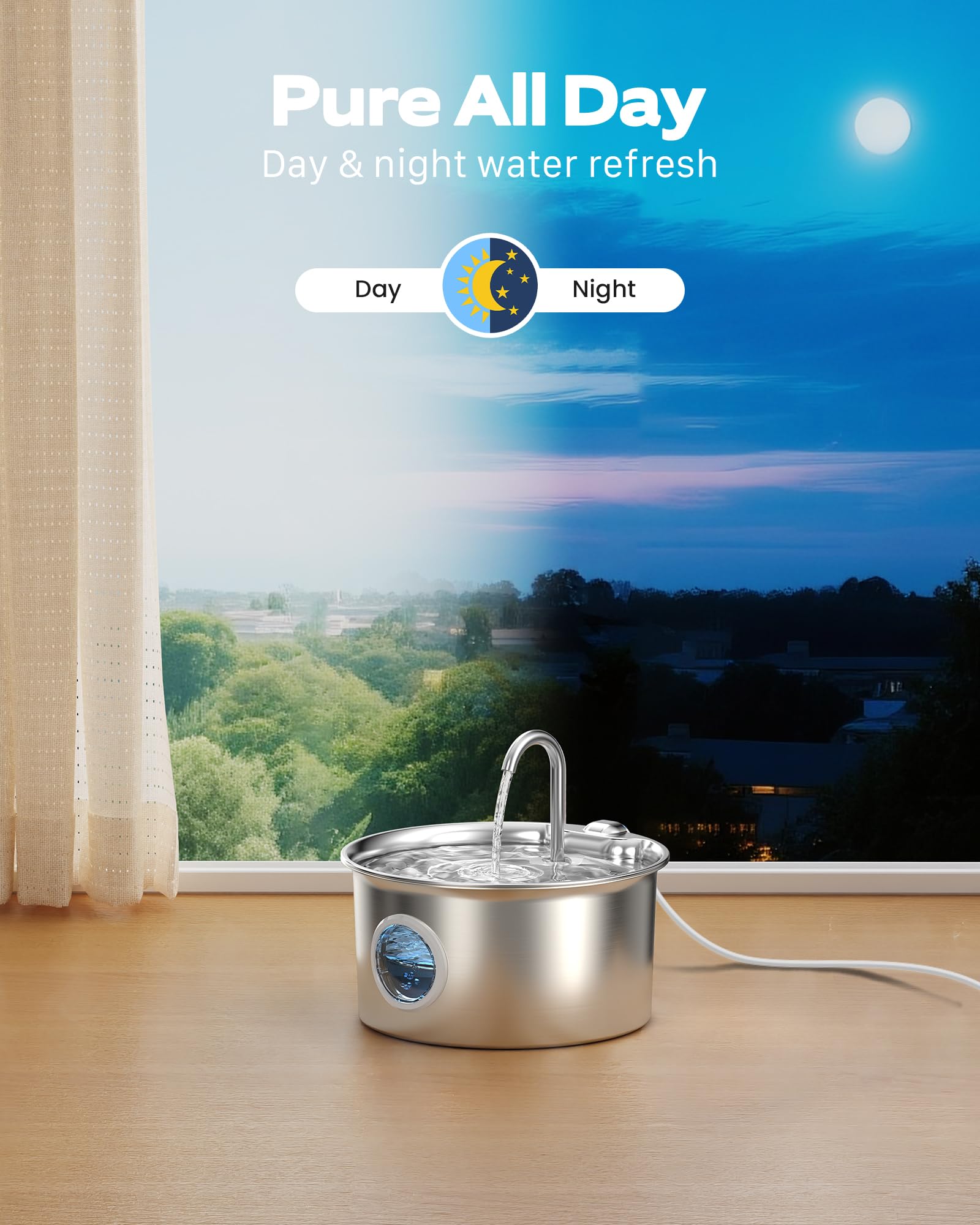 ATMZIQXR Stainless Steel Cat Water Fountain with Filter
