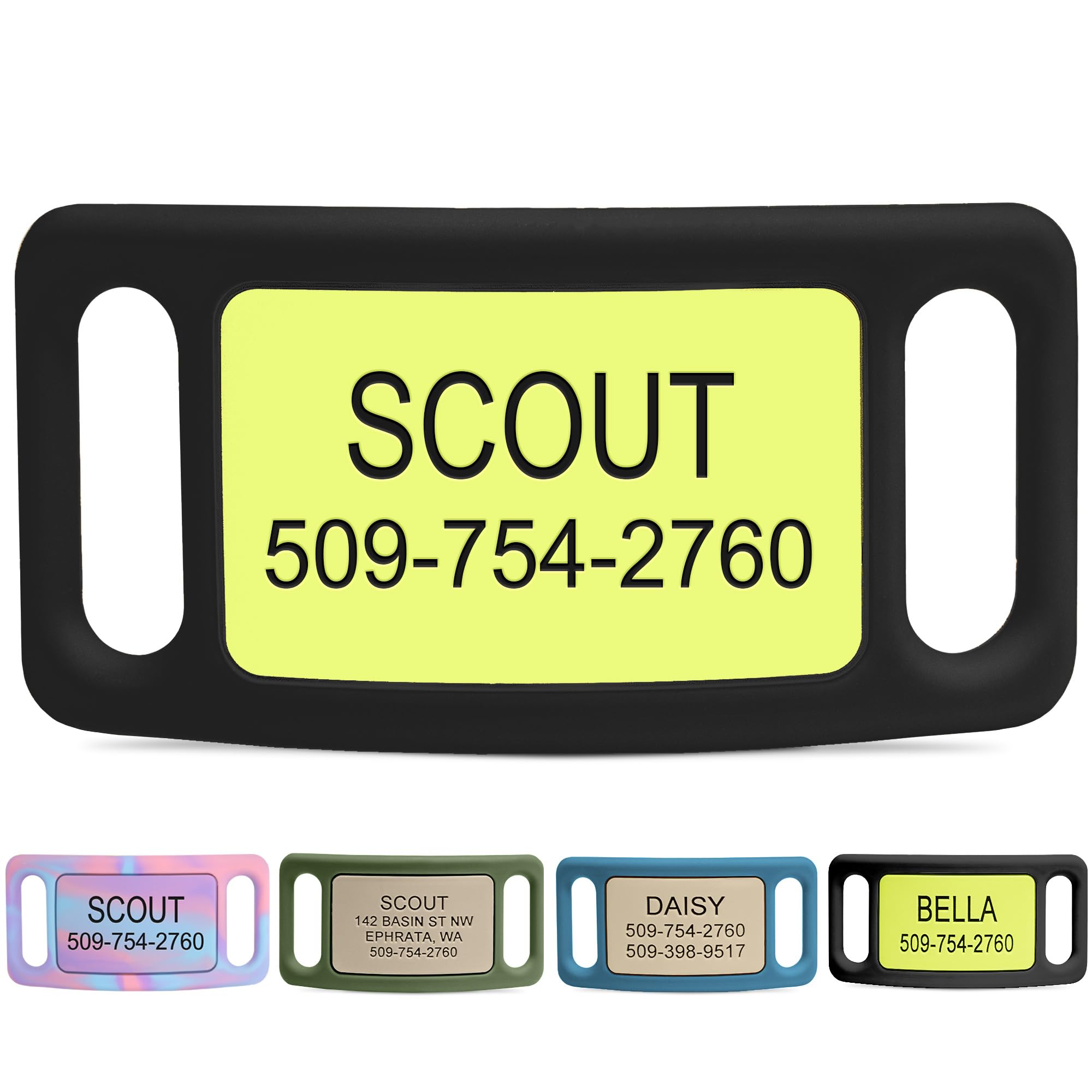 GoTags Silent Slide-On Engraved Silicone Pet ID Tag