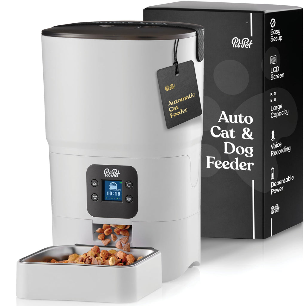 Smart Automatic Cat Feeder - 6-L Reliable Automatic Cat Food Dispenser with Display LCD Screen for Easy Set Up -