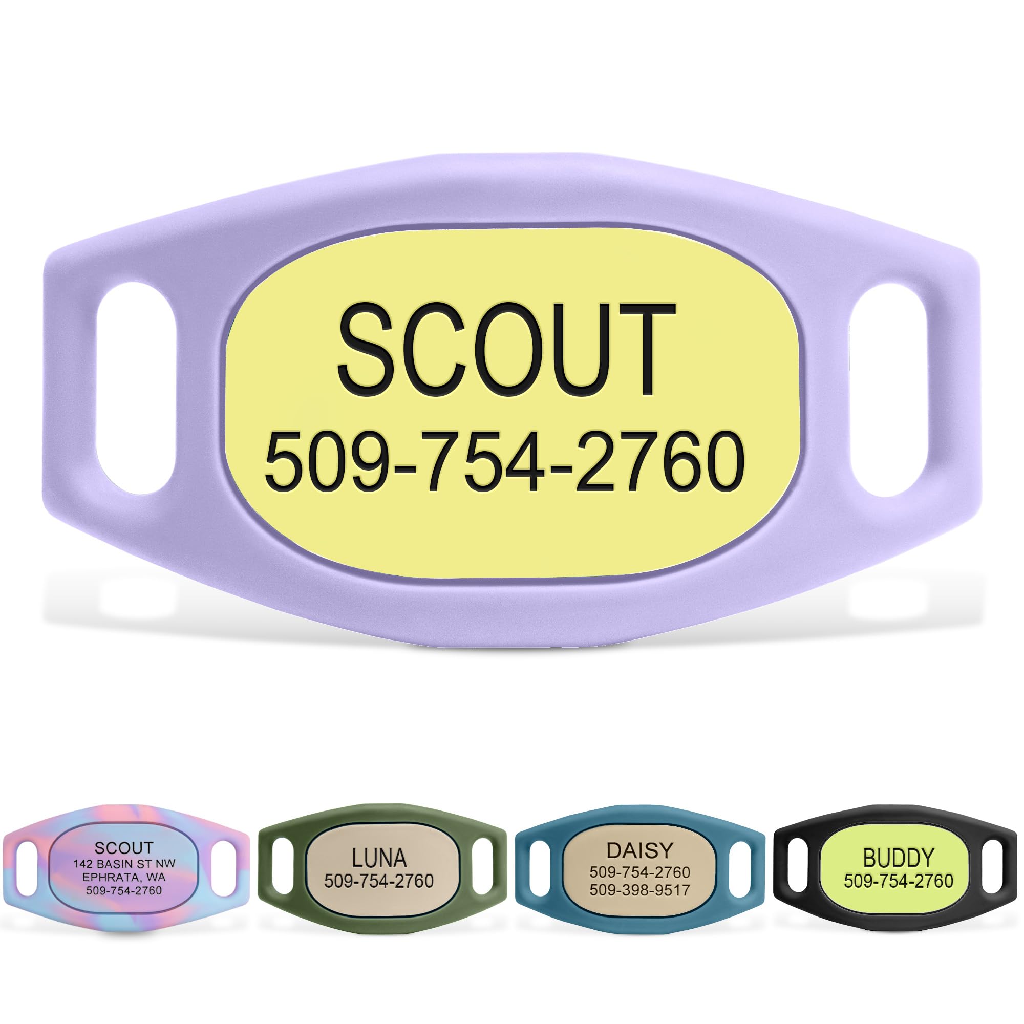 GoTags Silent Slide-On Engraved Silicone Pet ID Tag