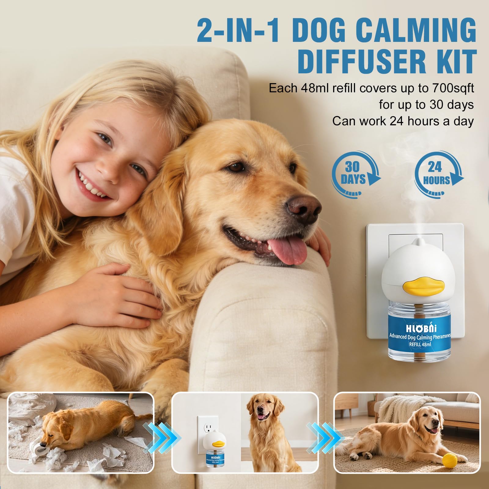 HLOBNI Dog Calming Pheromone Diffuser Kit 2-Pack