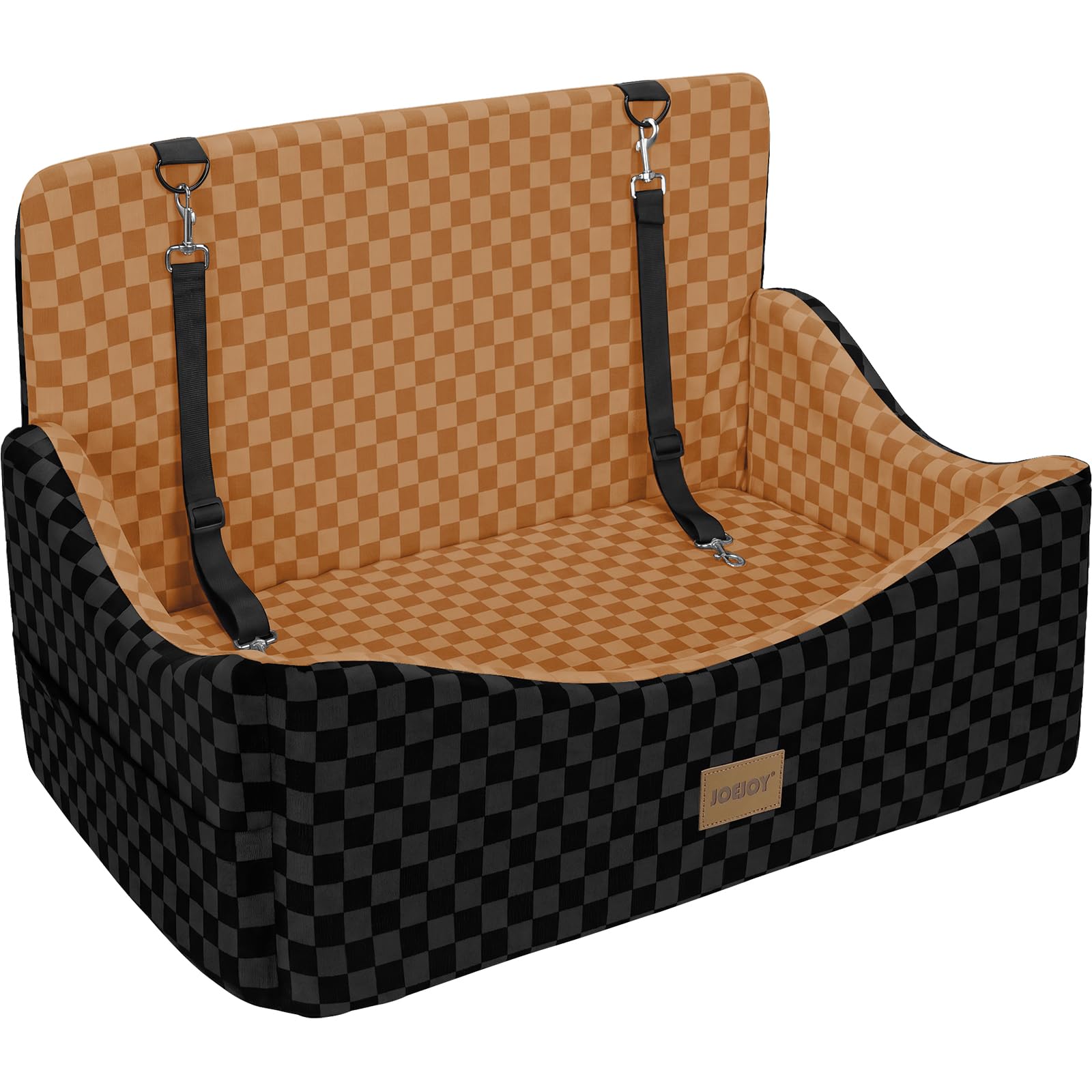JOEJOY Memory Foam Dog Car Booster Seat with Safety Belts