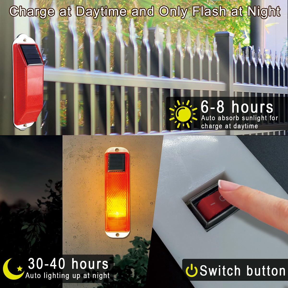 Aolyty Solar Waterproof LED Strobe Warning Beacon