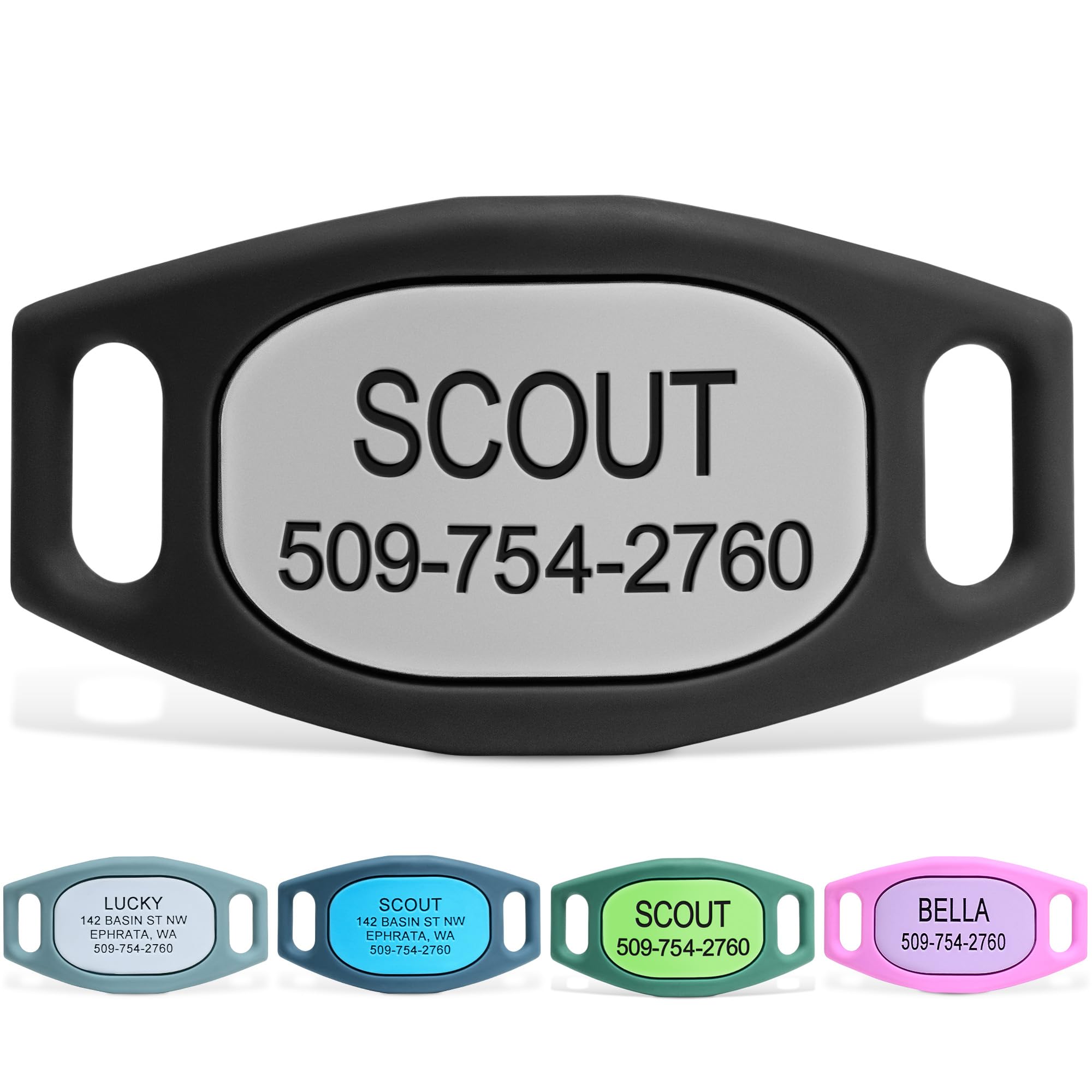 GoTags Silent Slide-On Engraved Silicone Pet ID Tag