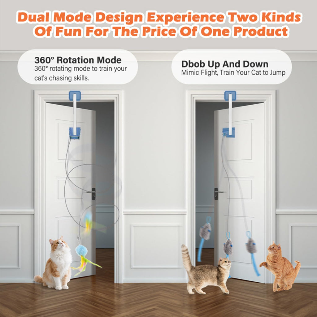 HAPPYCODE Rechargeable Remote Cat Teaser Door Clip Toy