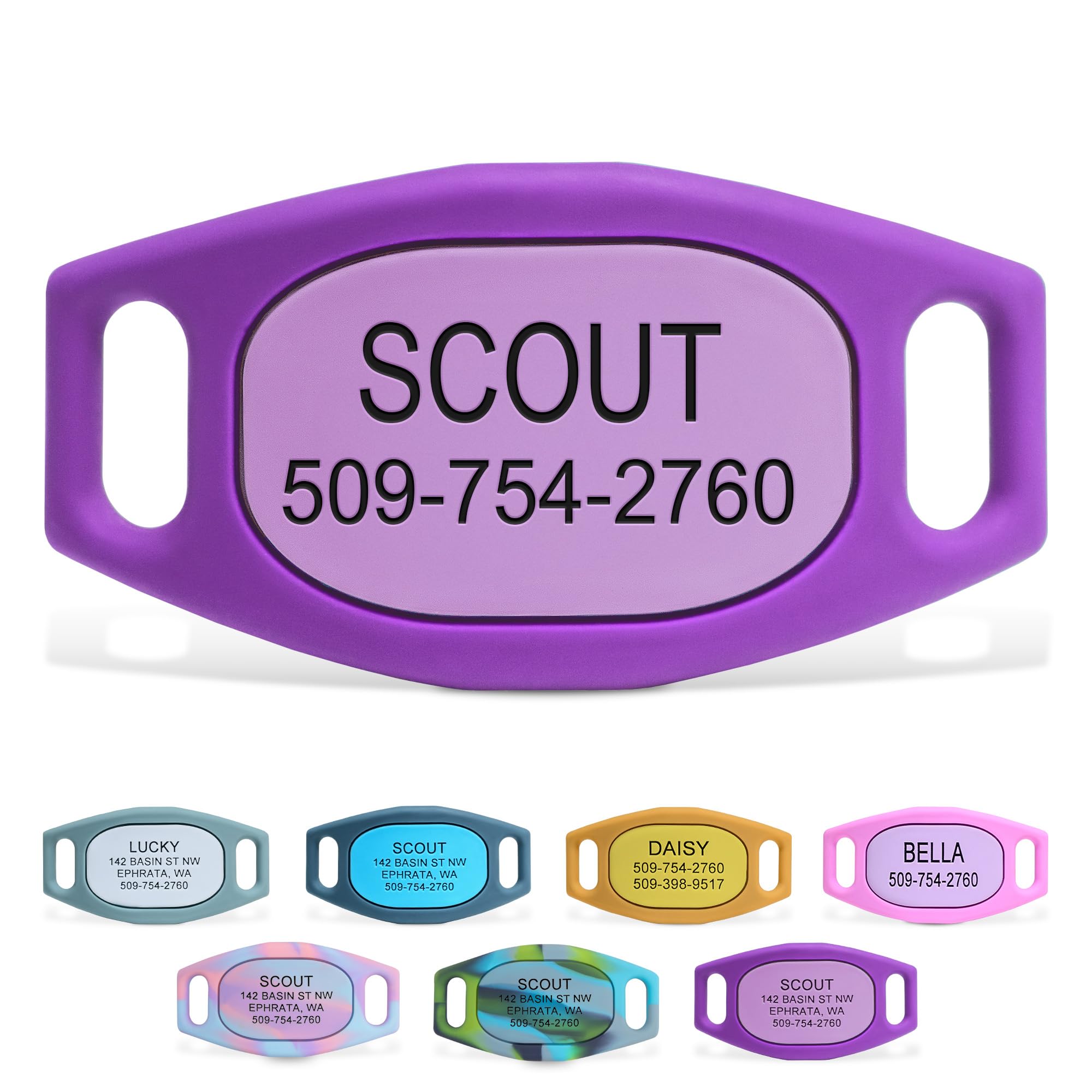 GoTags Silent Slide-On Engraved Silicone Pet ID Tag