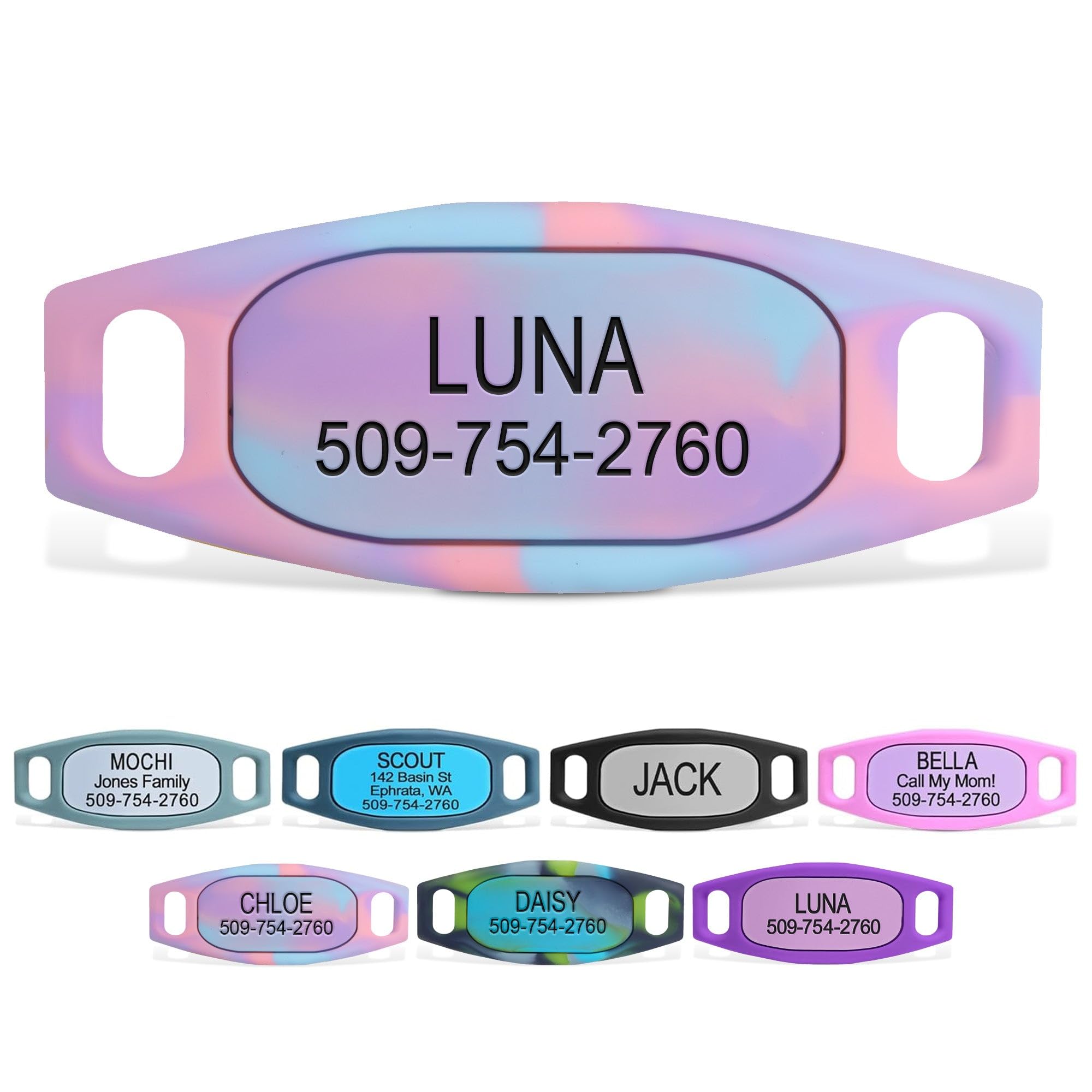 GoTags Silent Slide-On Engraved Silicone Pet ID Tag