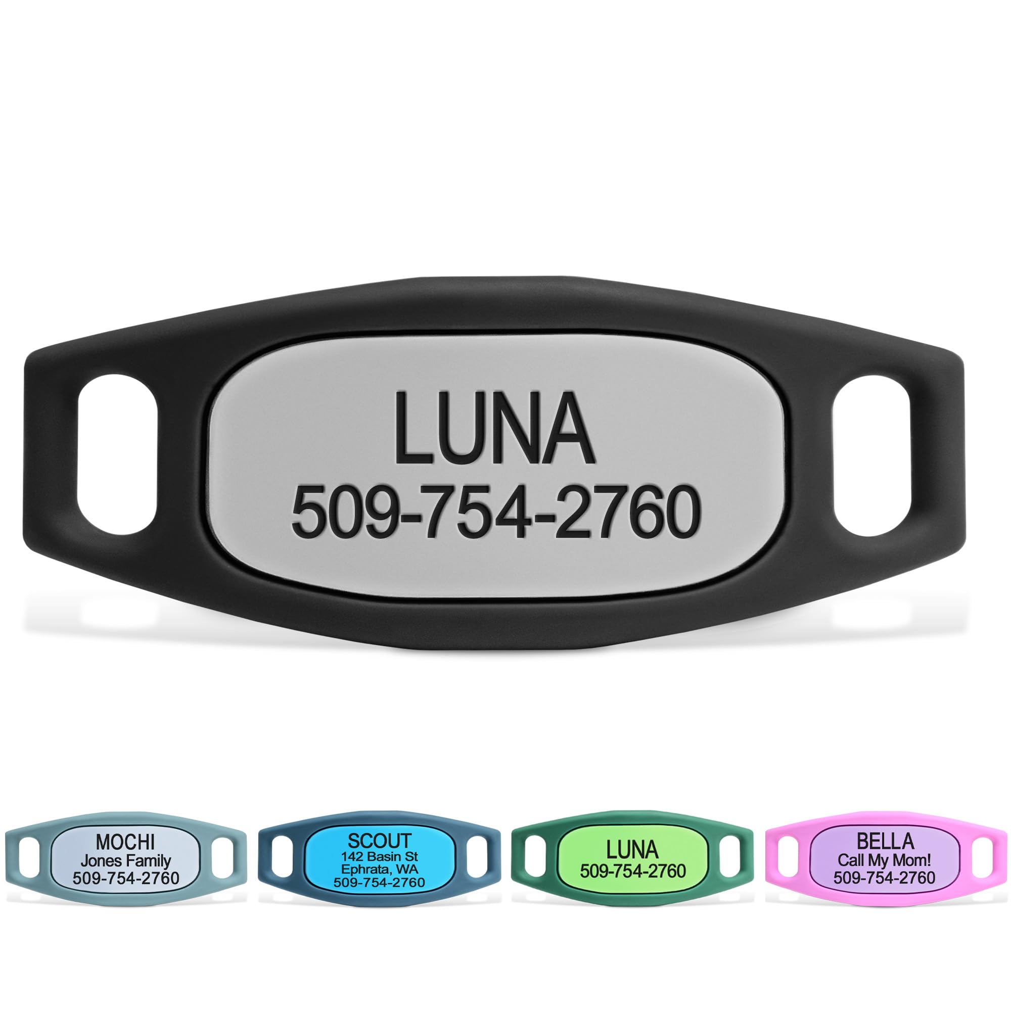 GoTags Silent Slide-On Engraved Silicone Pet ID Tag
