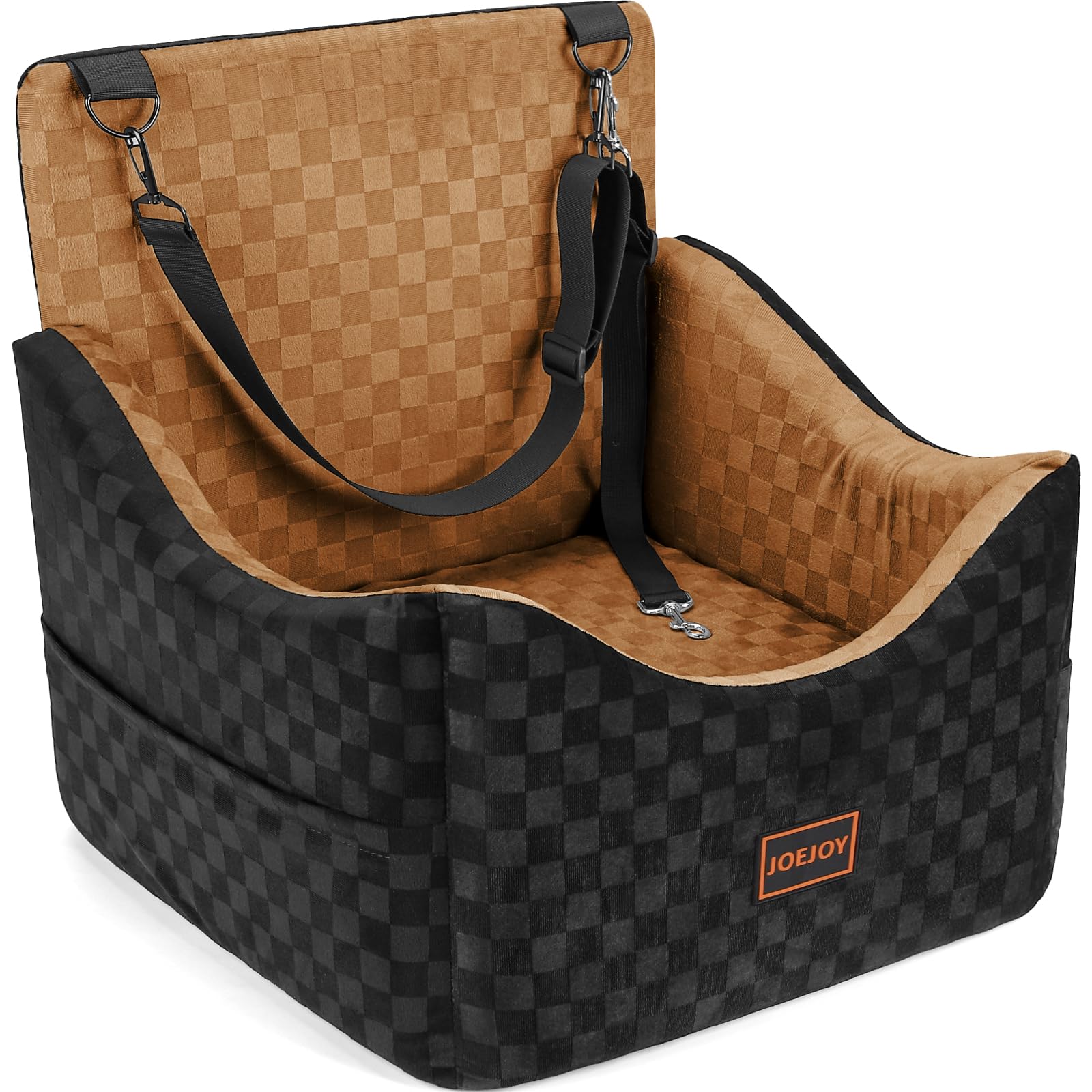 JOEJOY Memory Foam Dog Car Booster Seat with Safety Belts