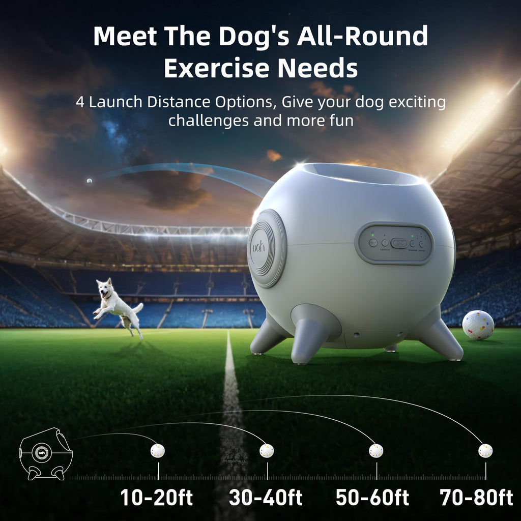 uahpet Automatic Dog Ball Launcher with Obstacle Detection