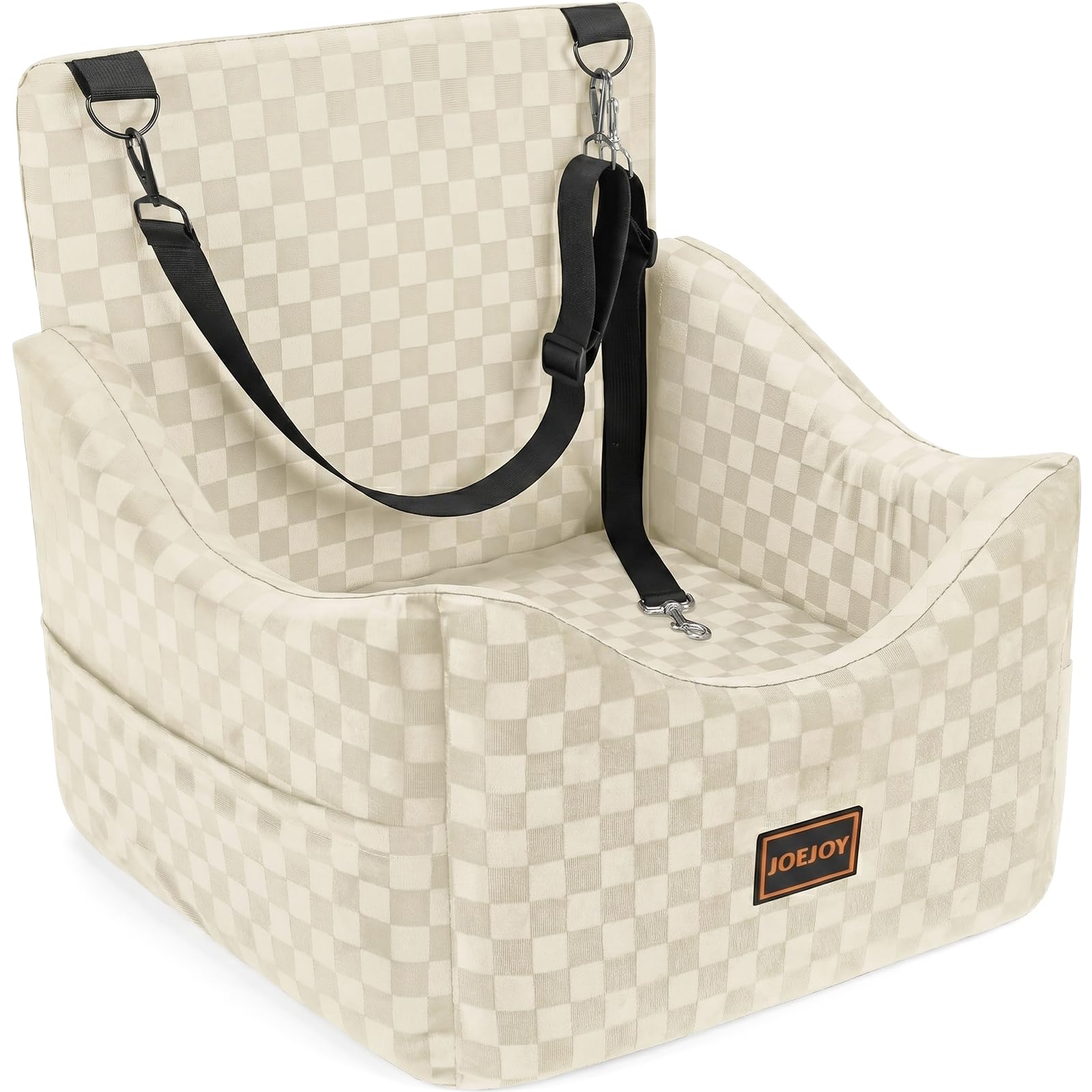 JOEJOY Memory Foam Dog Car Booster Seat with Safety Belts