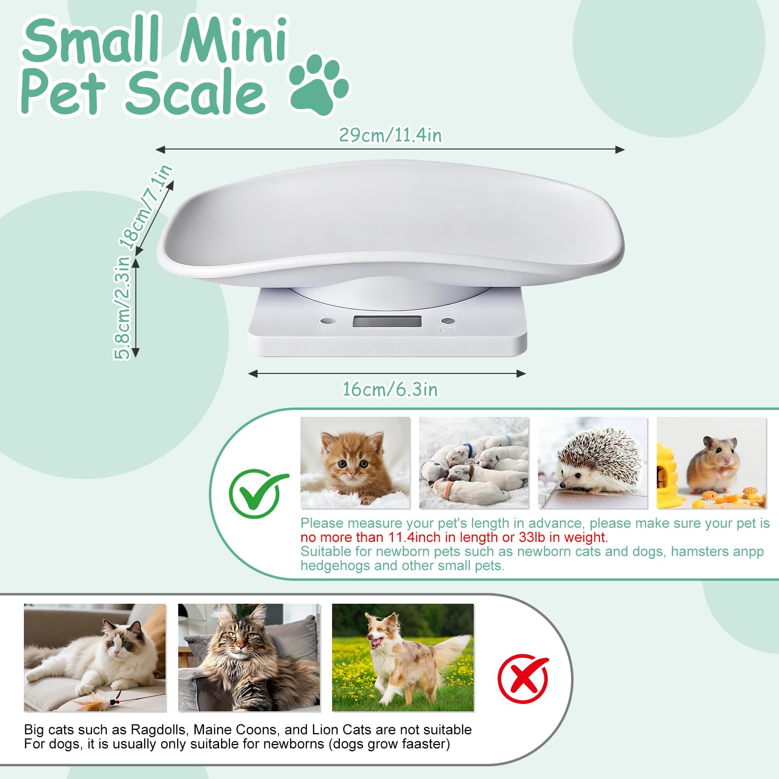 LYTDMSKY Portable Digital Pet Scale for Puppies and Kittens