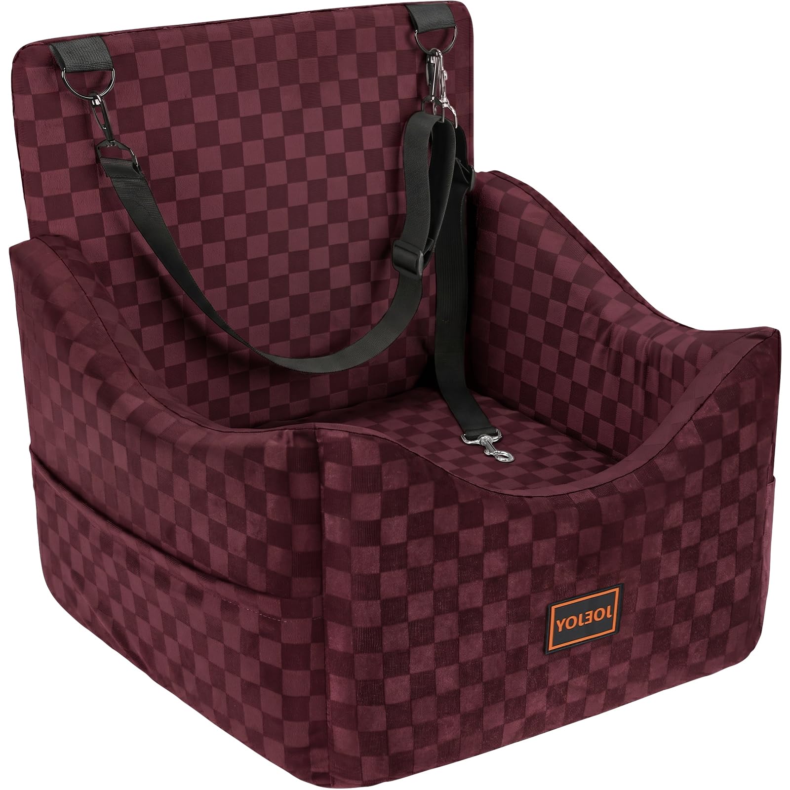 JOEJOY Memory Foam Dog Car Booster Seat with Safety Belts