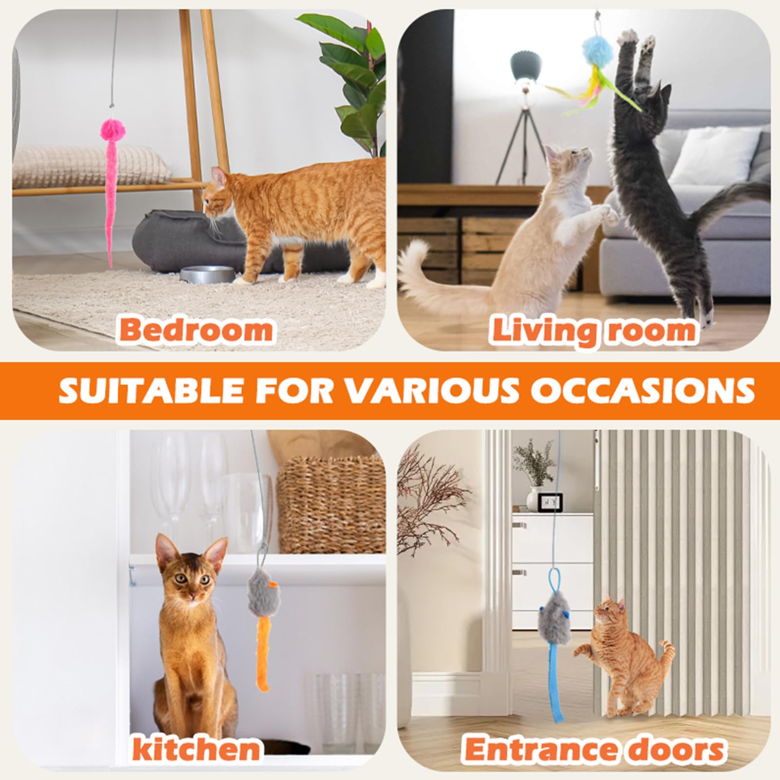 HAPPYCODE Rechargeable Remote Cat Teaser Door Clip Toy