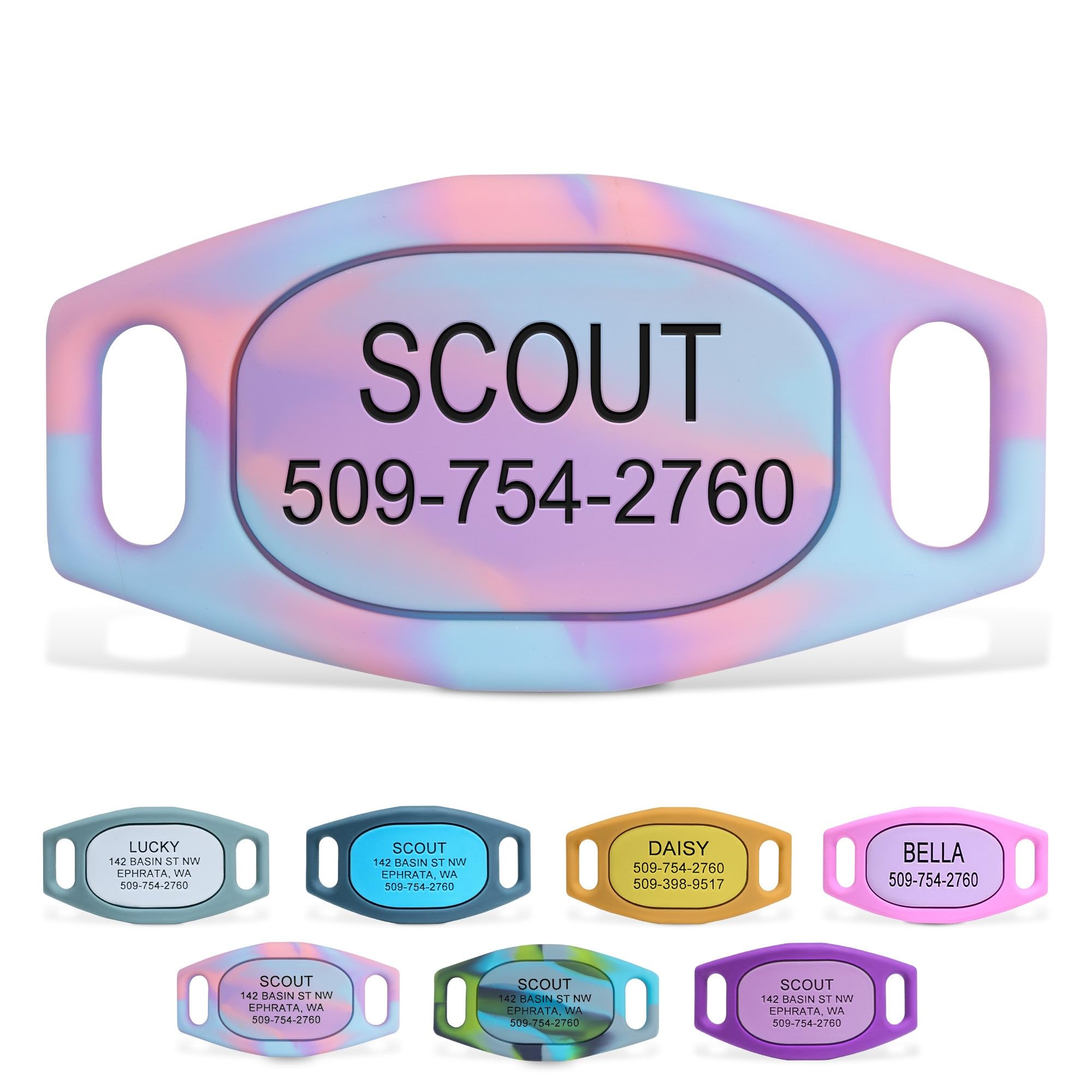 GoTags Silent Slide-On Engraved Silicone Pet ID Tag