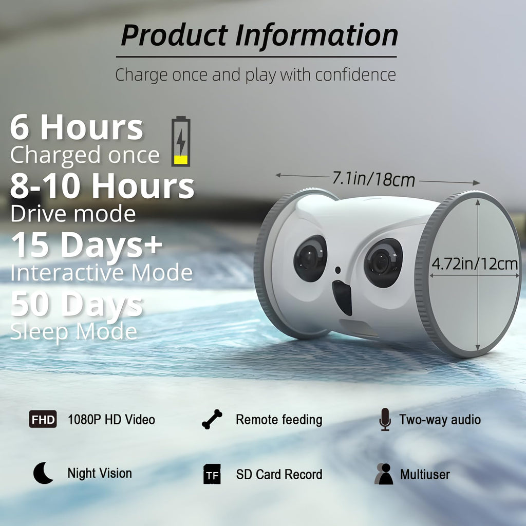 SKYMEE Owl Robot Pet Camera with Treat Dispenser