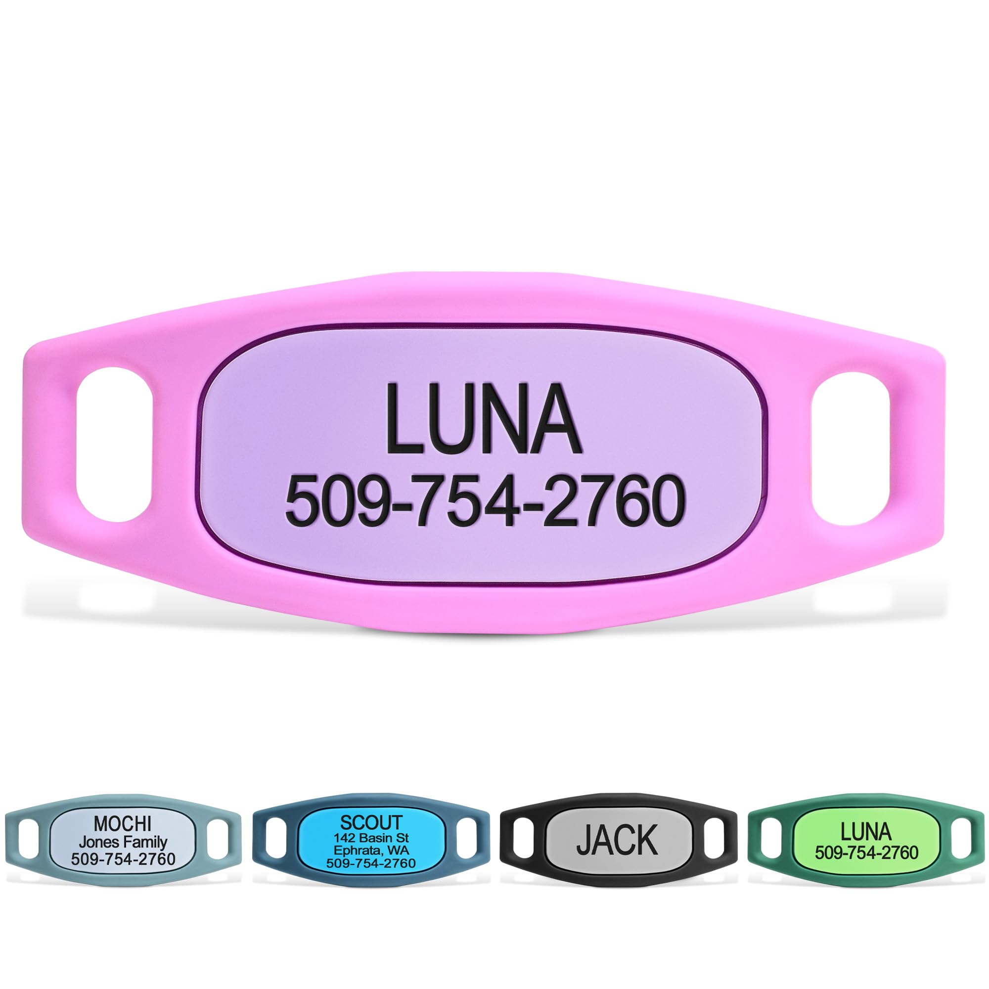 GoTags Silent Slide-On Engraved Silicone Pet ID Tag