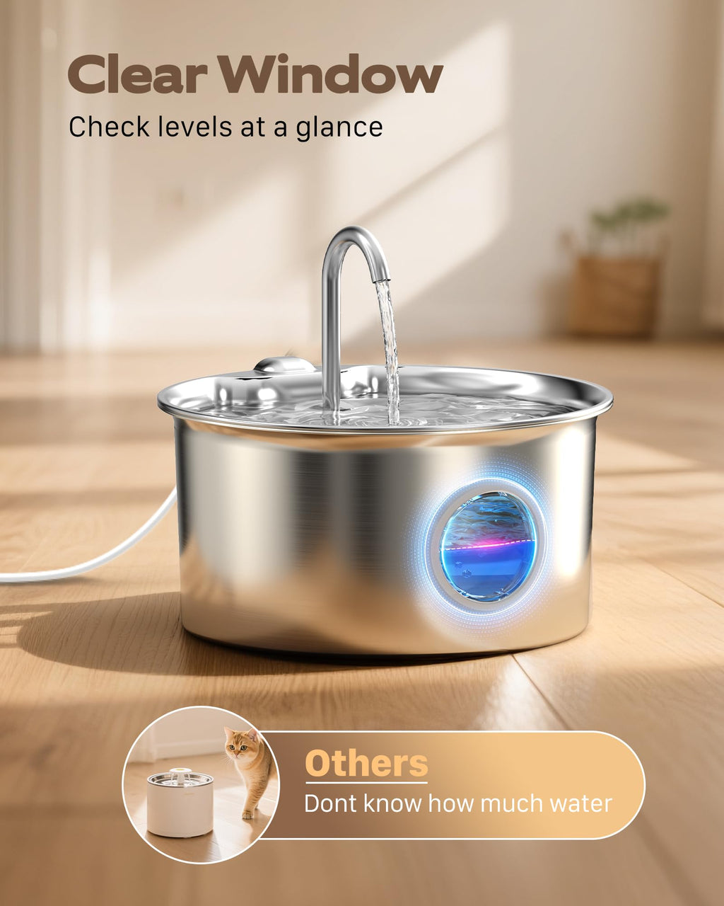 ATMZIQXR Stainless Steel Cat Water Fountain with Filter