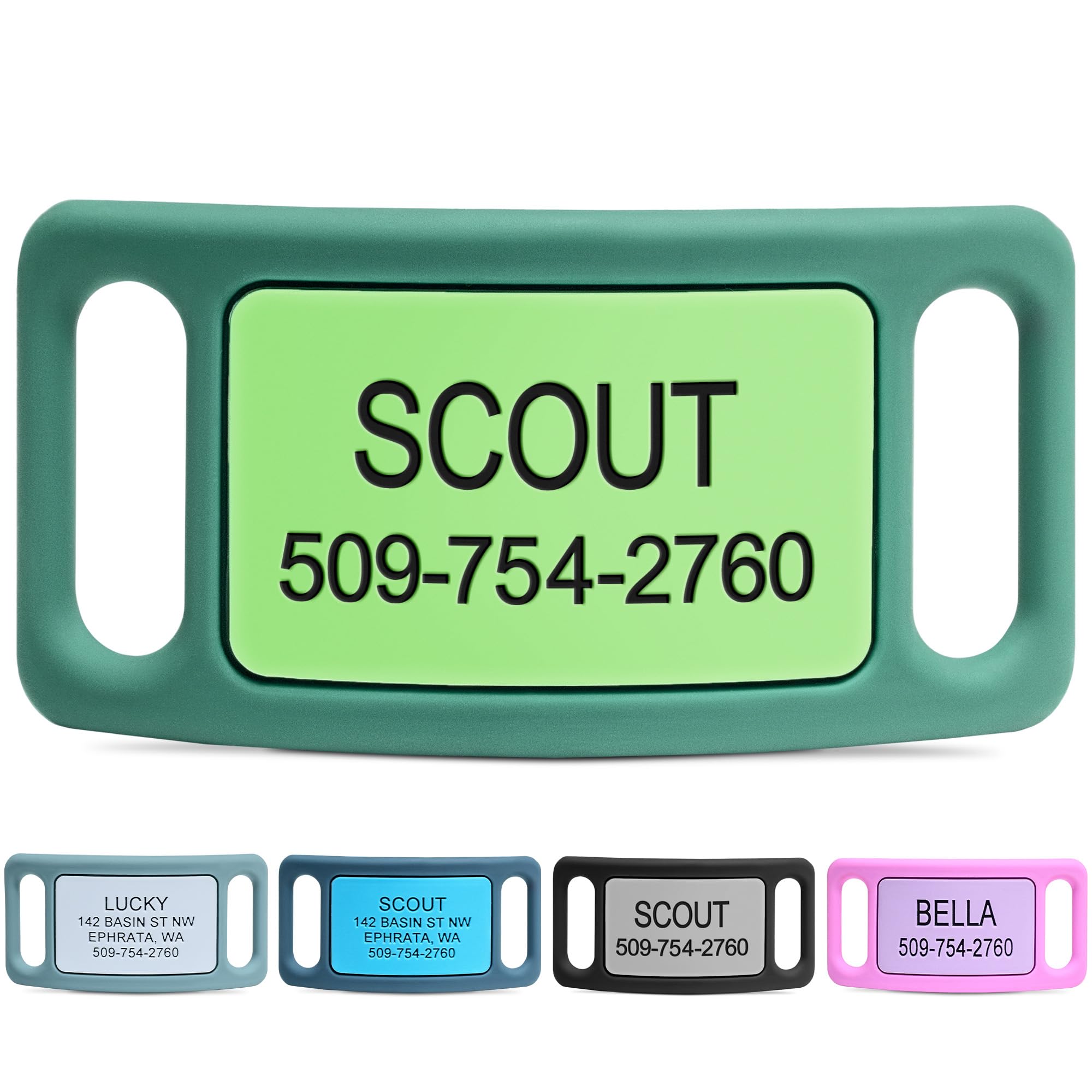 GoTags Silent Slide-On Engraved Silicone Pet ID Tag