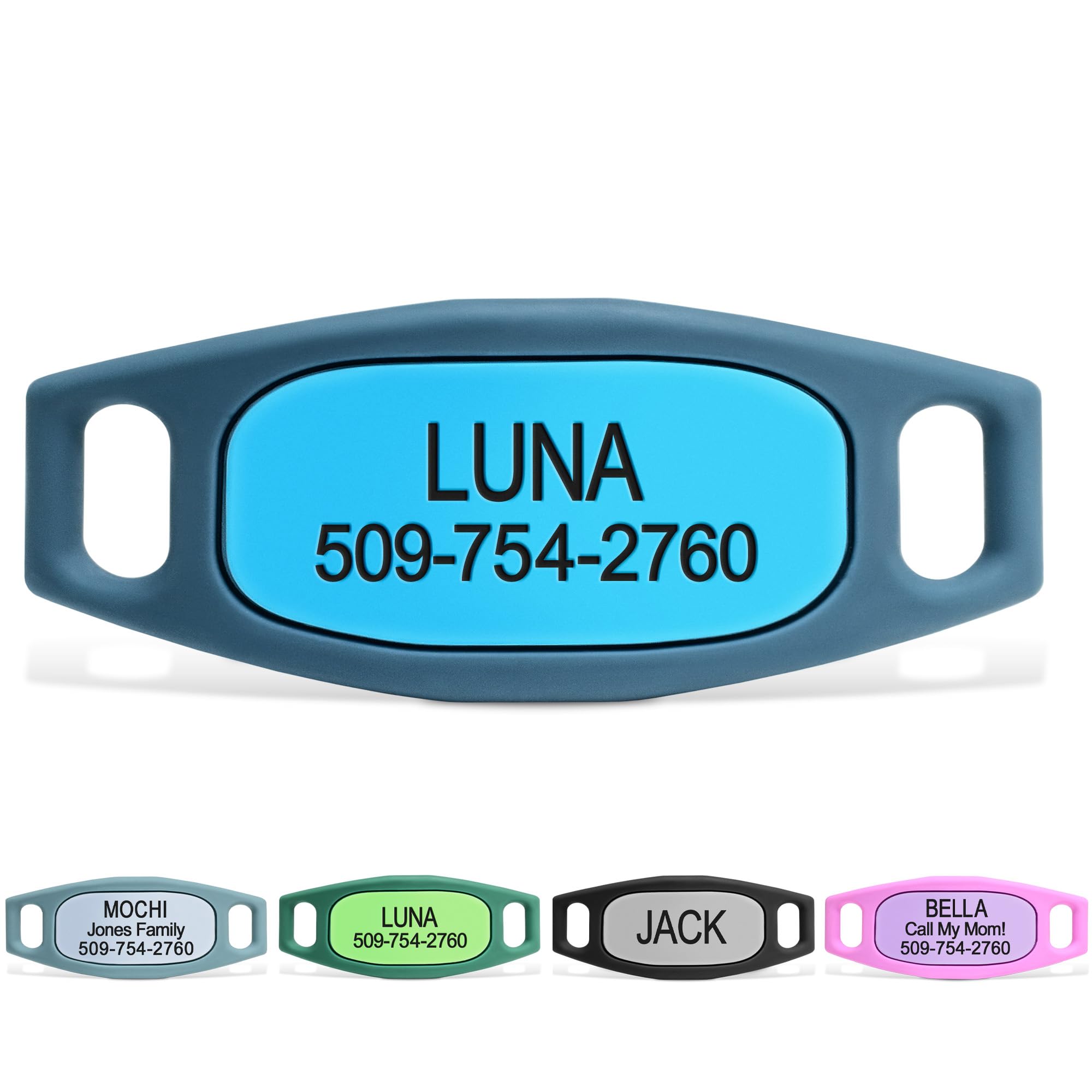 GoTags Silent Slide-On Engraved Silicone Pet ID Tag