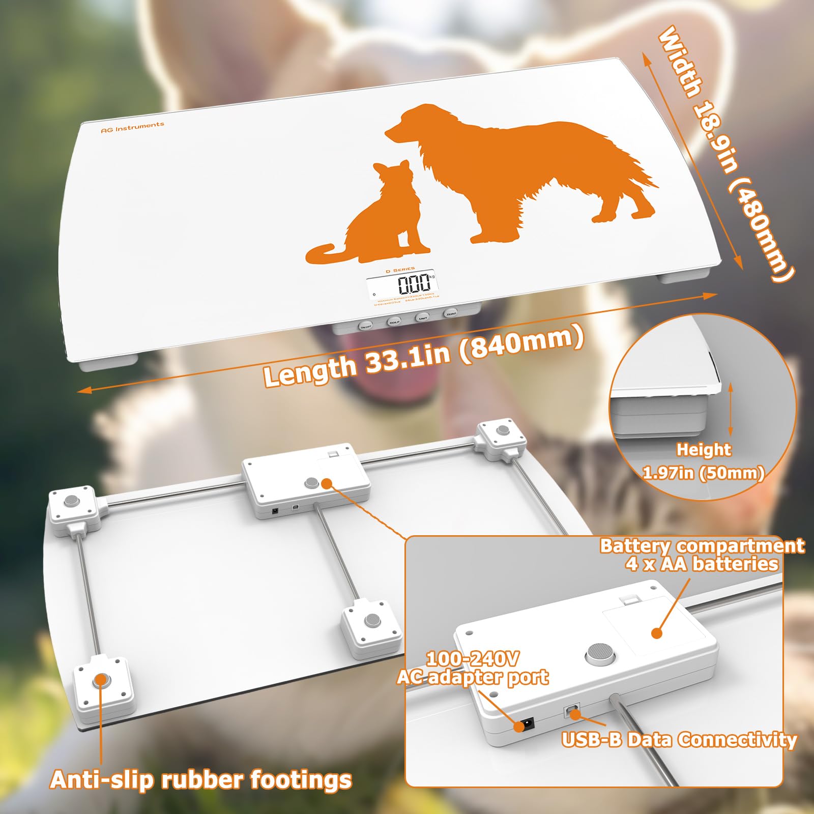 AG Instruments D-Series Glass Floor Scale with Animal Mode