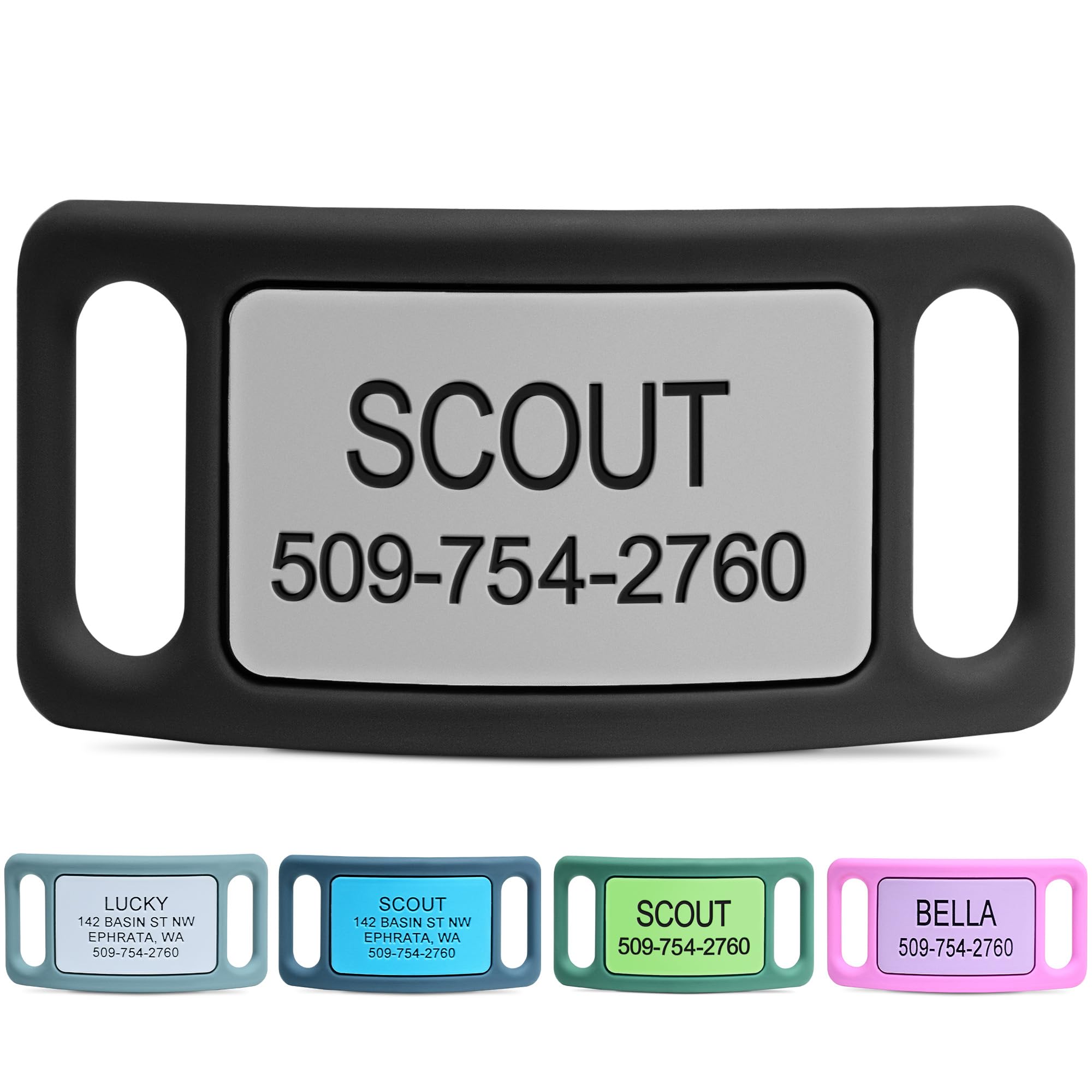 GoTags Silent Slide-On Engraved Silicone Pet ID Tag