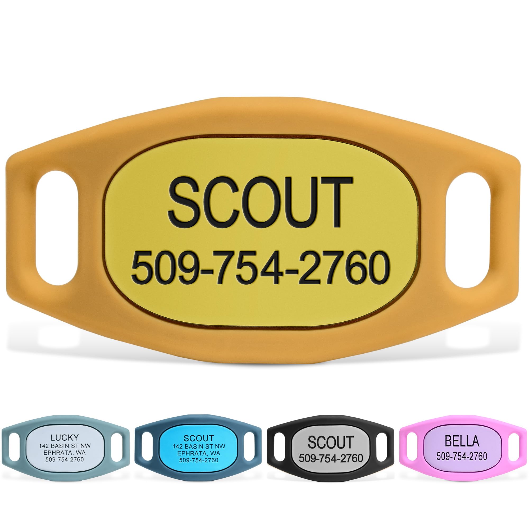 GoTags Silent Slide-On Engraved Silicone Pet ID Tag