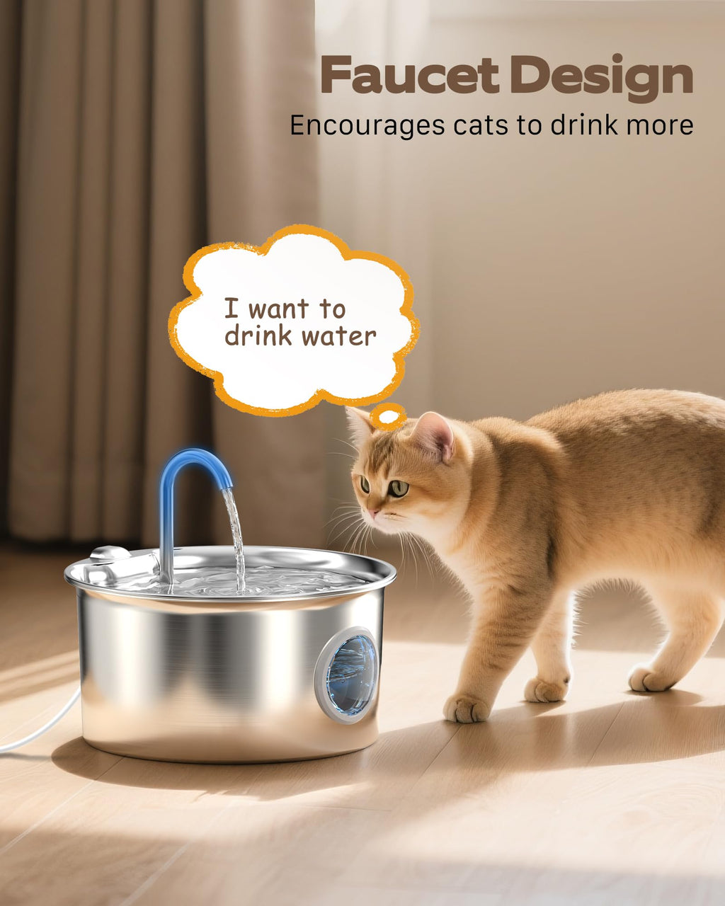 ATMZIQXR Stainless Steel Cat Water Fountain with Filter
