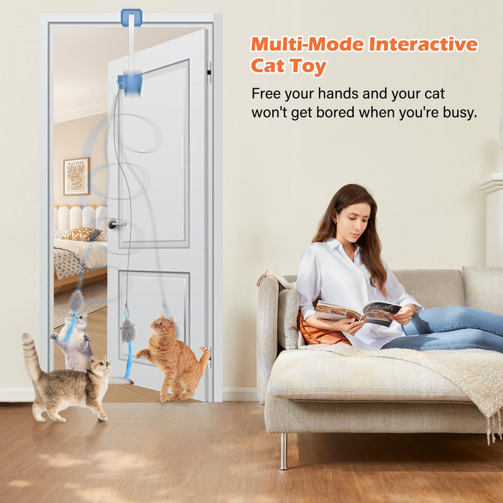 HAPPYCODE Rechargeable Remote Cat Teaser Door Clip Toy