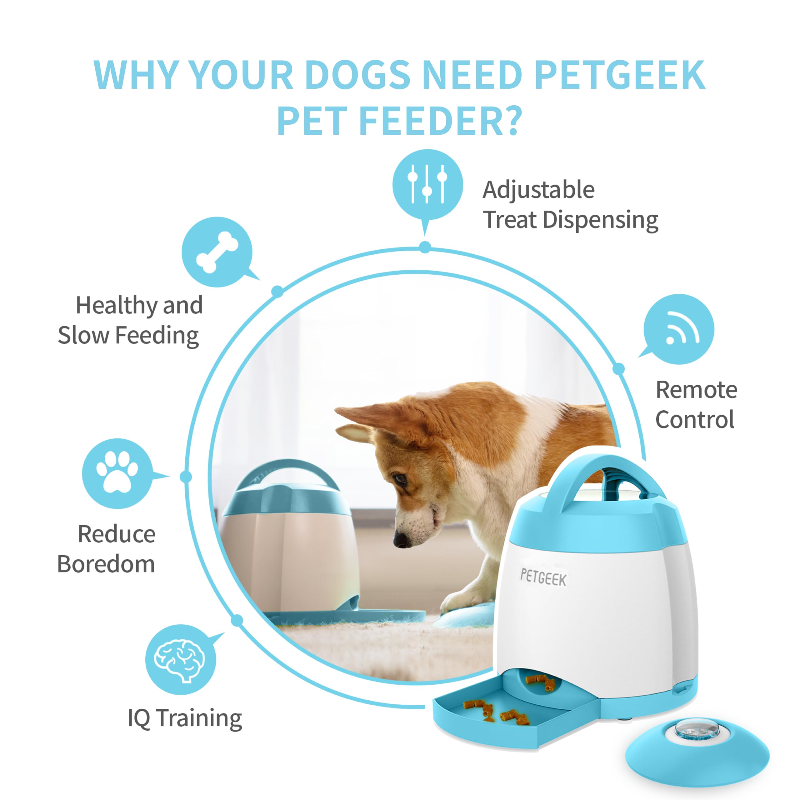 PETGEEK Rechargeable Dog Treat Dispenser Puzzle Toy