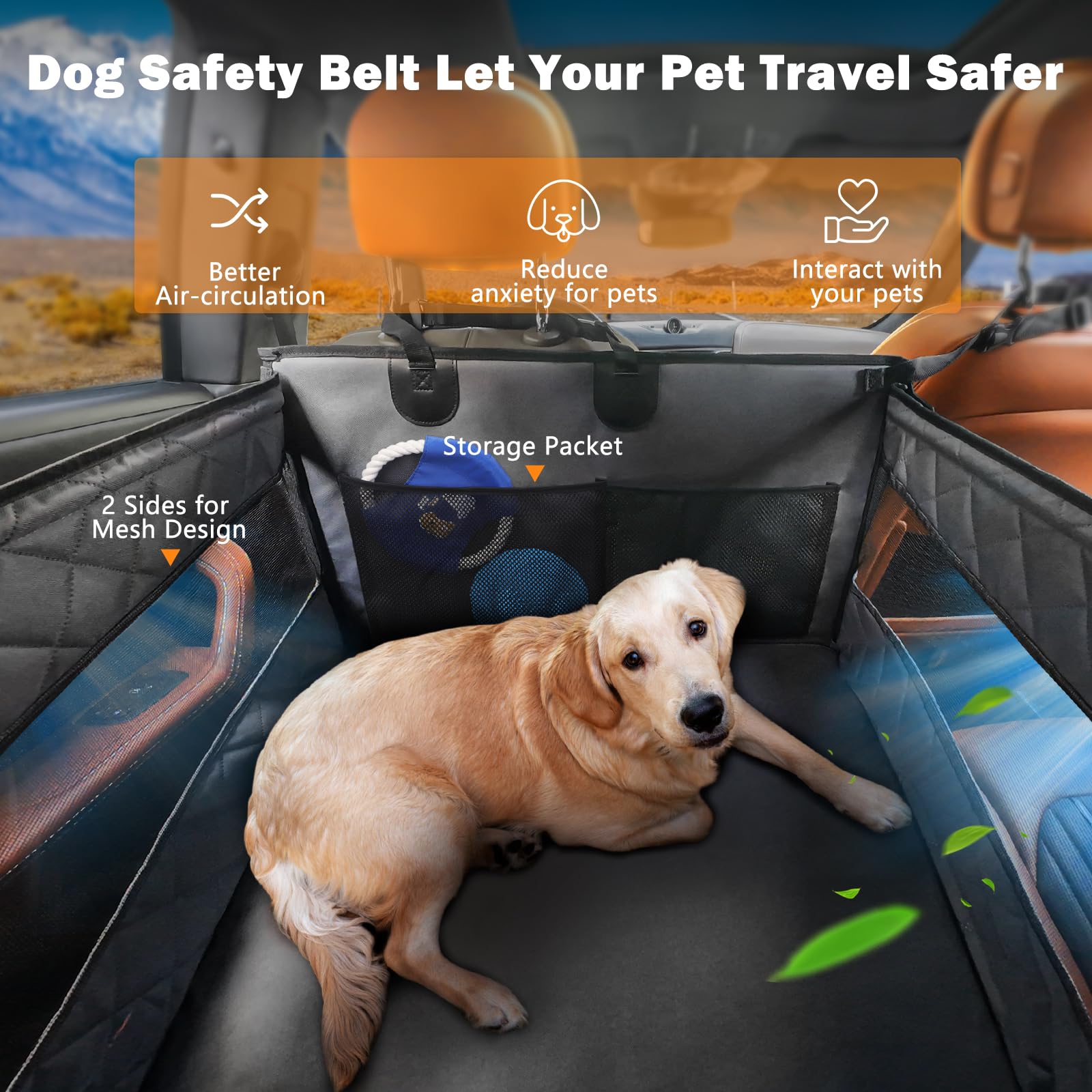 MIXJOY Waterproof Dog Car Seat Extender Hammock