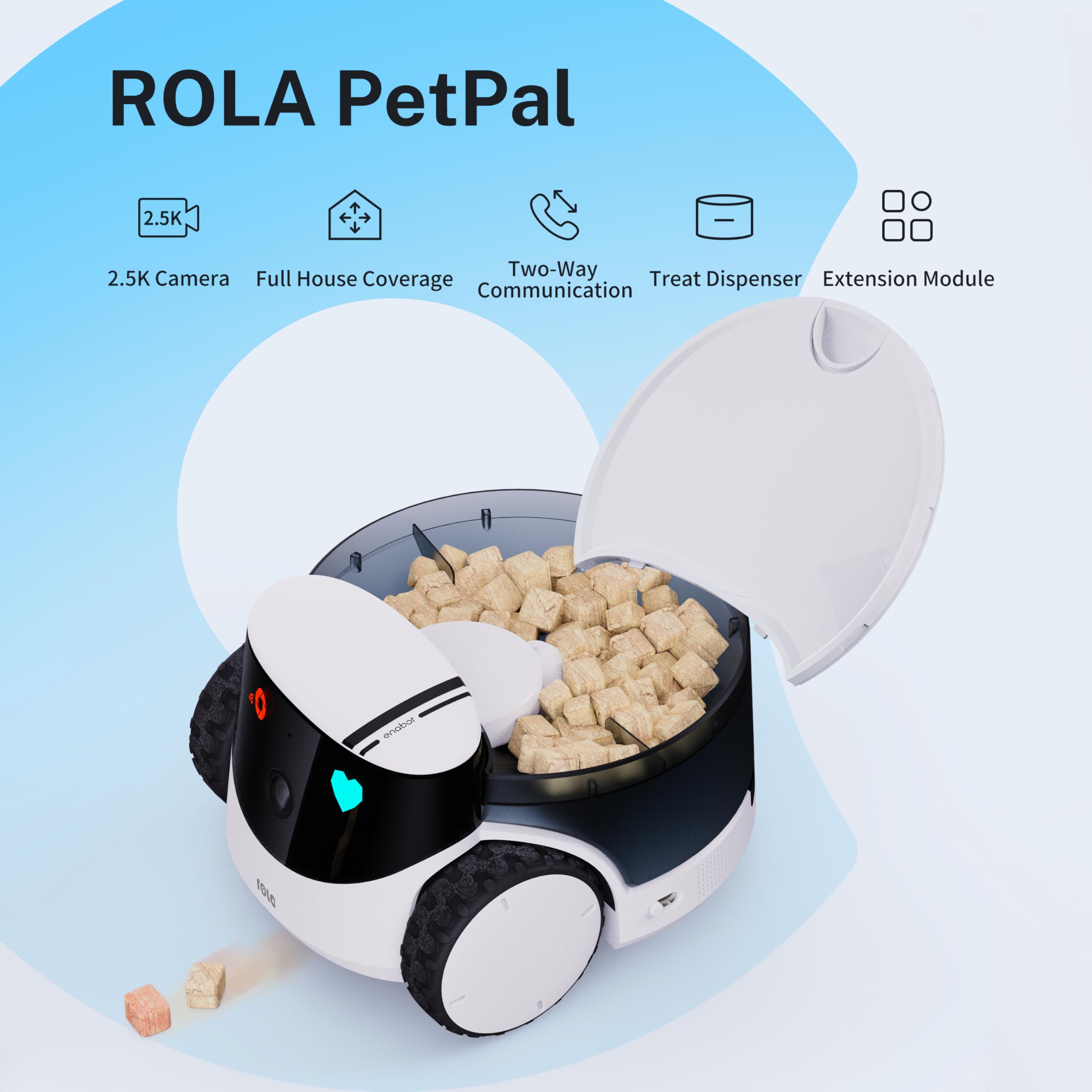 Enabot EBO ROLA PetPal 2.5K Camera Robot with Treats