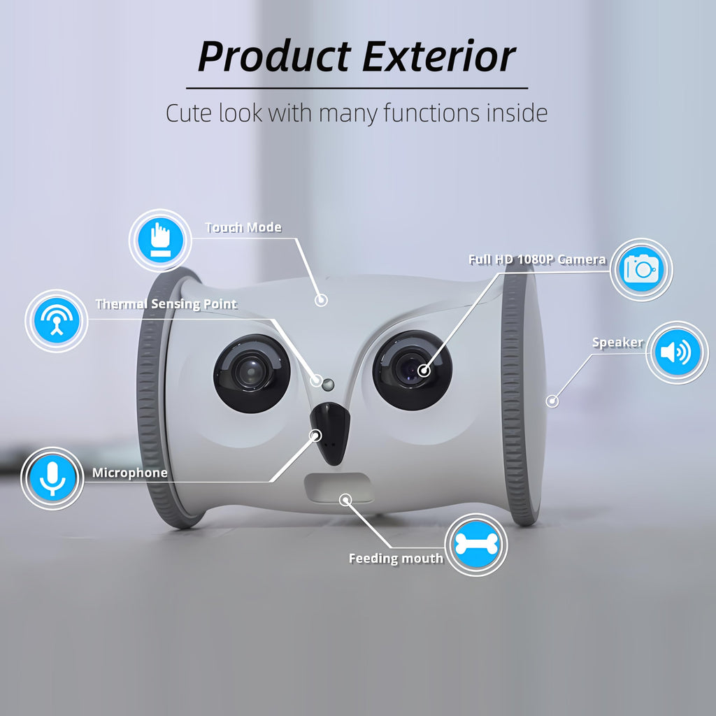 SKYMEE Owl Robot Pet Camera with Treat Dispenser