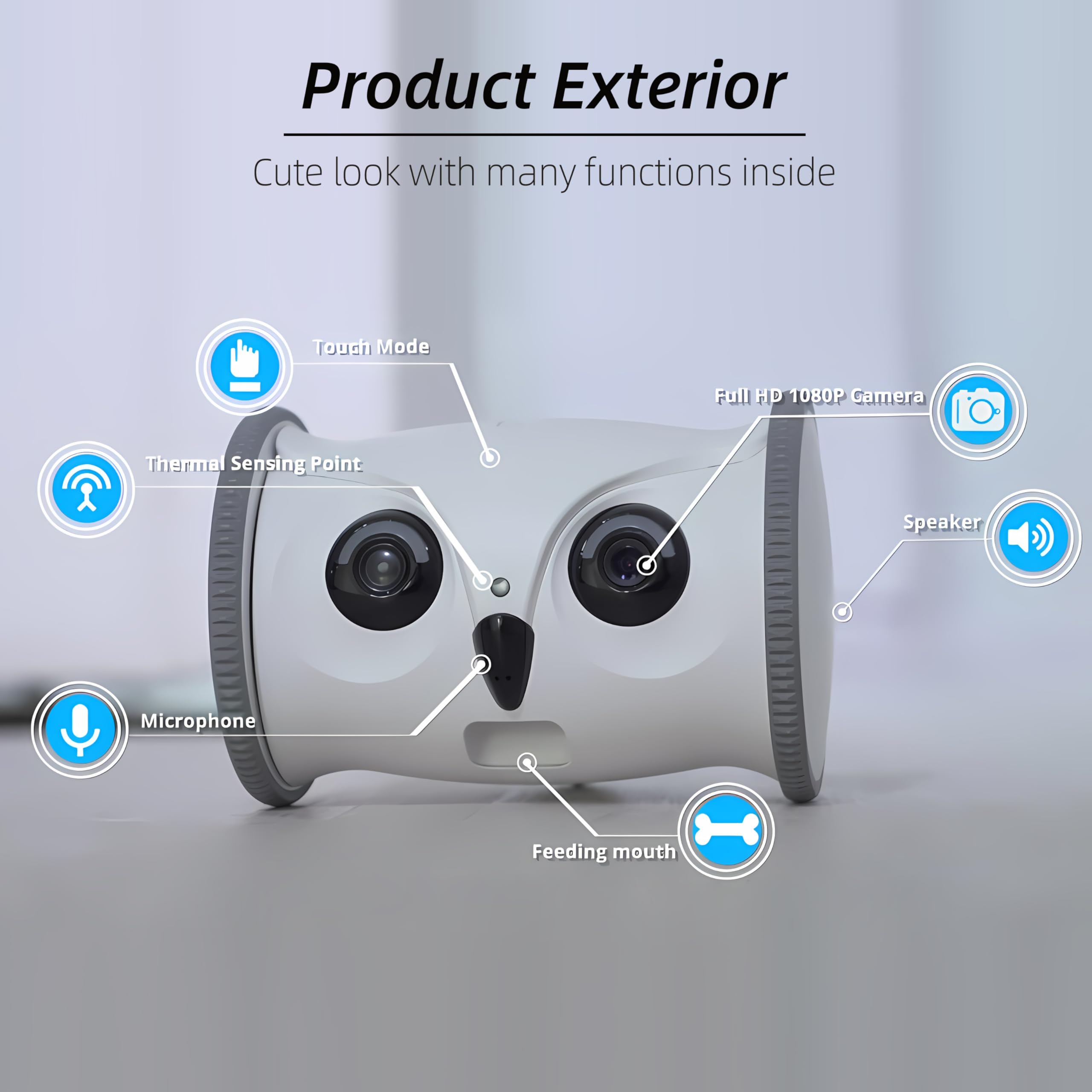 SKYMEE Owl Robot Pet Camera with Treat Dispenser