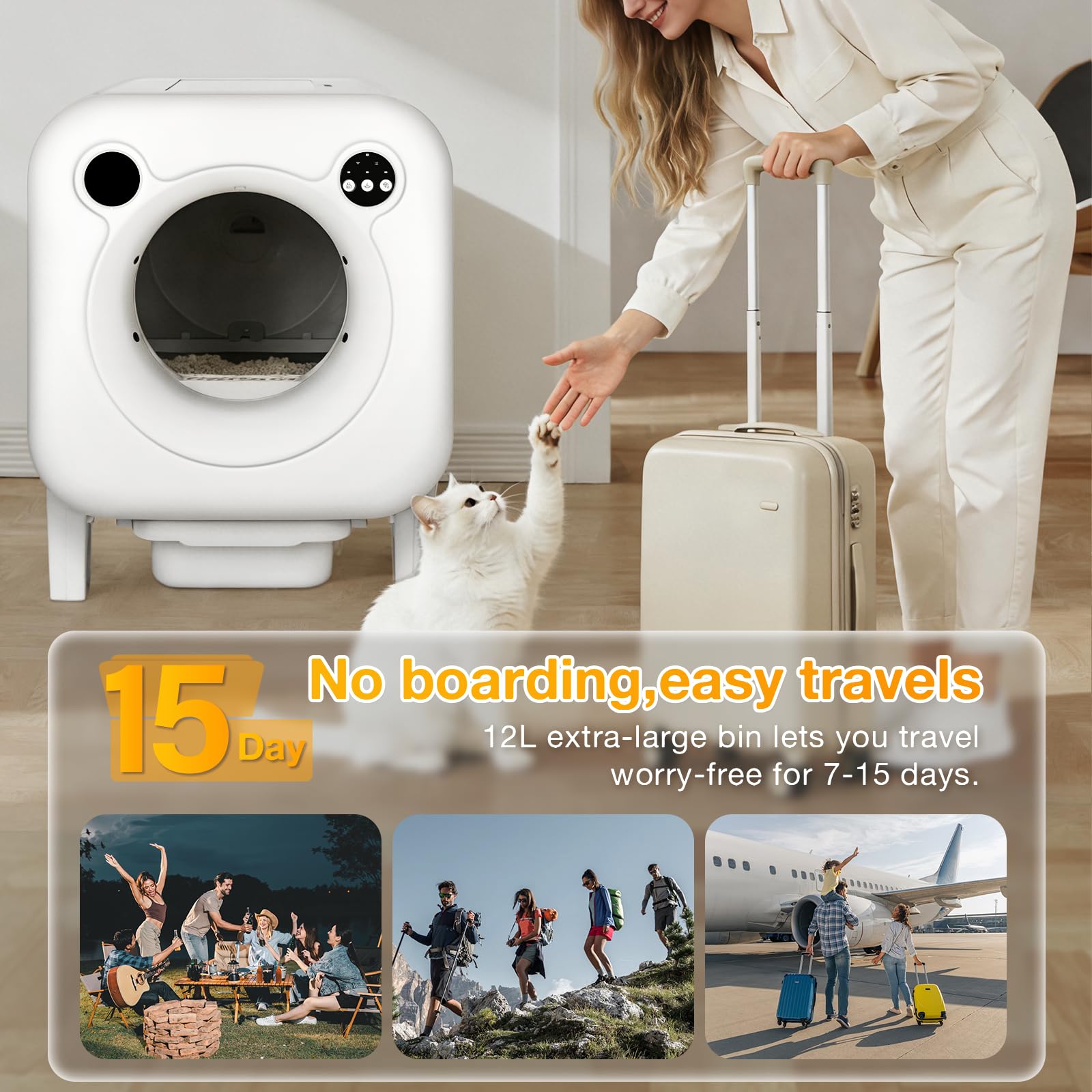 Automatic Self-Cleaning Cat Litter Box with App Control