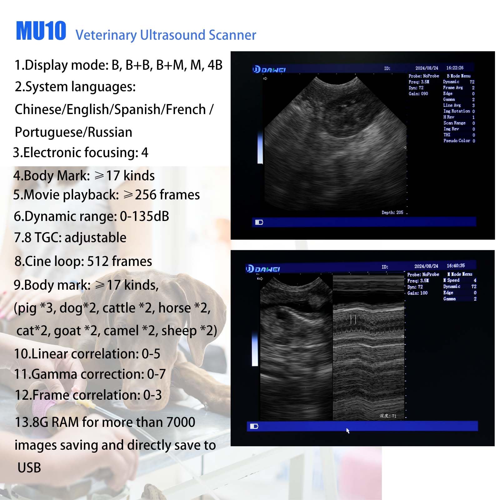 DAWEI Portable Veterinary Ultrasound Scanner for Animals