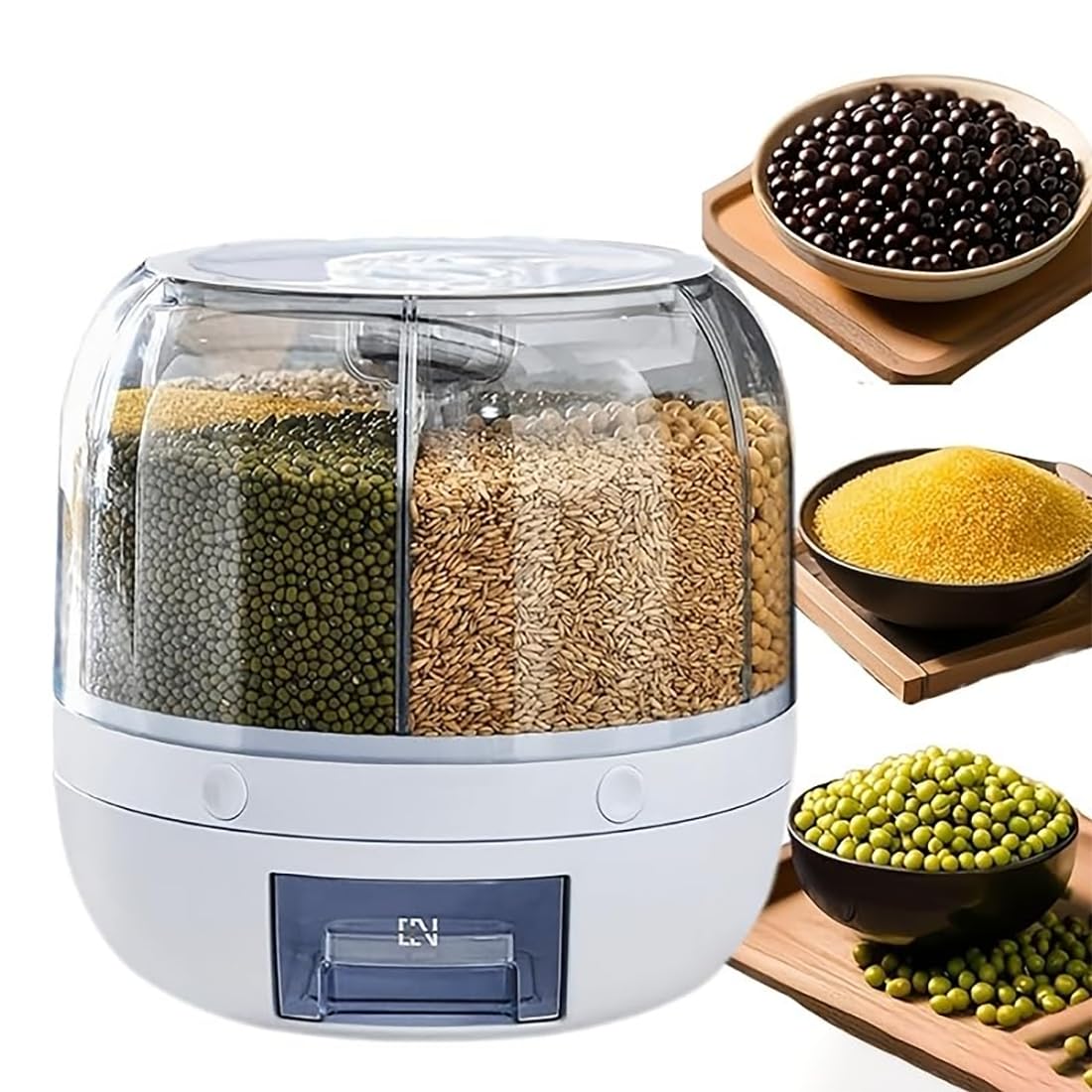 Wnnideo Rotating 6-Grid Pet Food Storage Dispenser