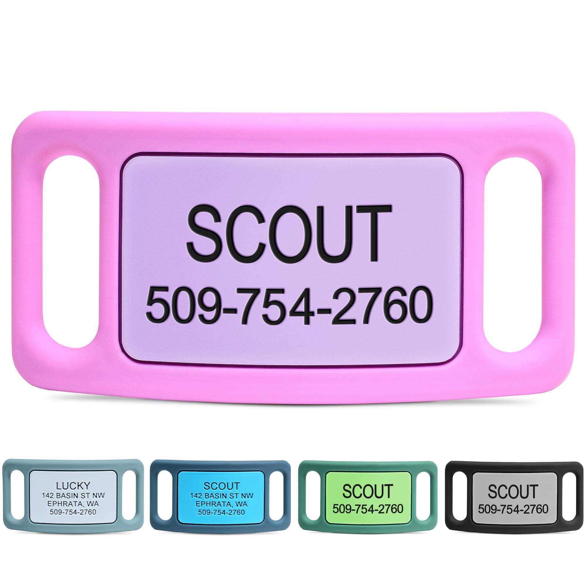 GoTags Silent Slide-On Engraved Silicone Pet ID Tag