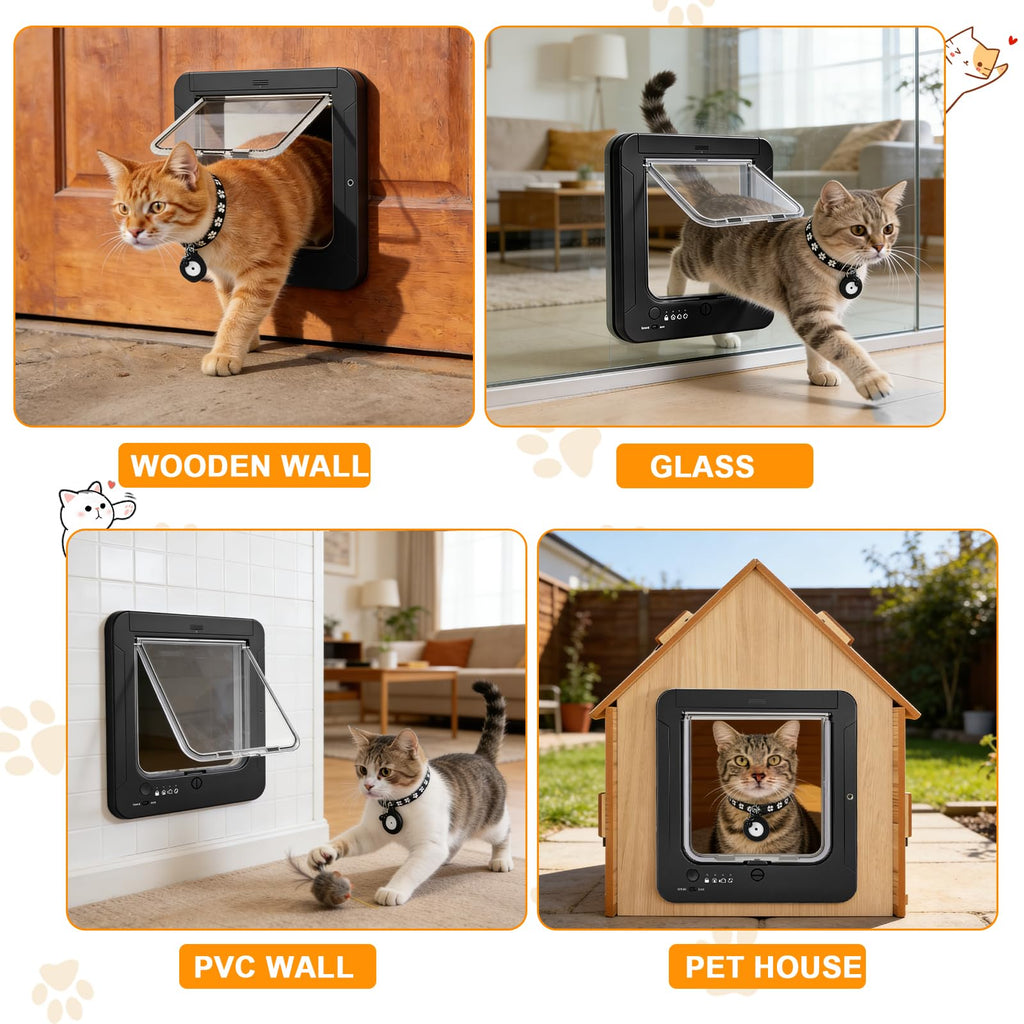 RFID Smart Cat Door with Collar Sensors and Remote Lock