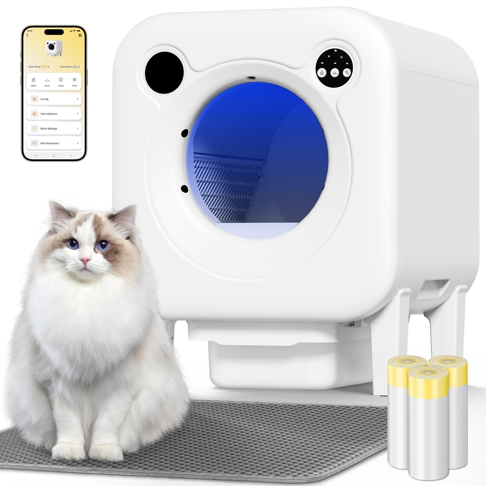 Automatic Self-Cleaning Cat Litter Box with App Control
