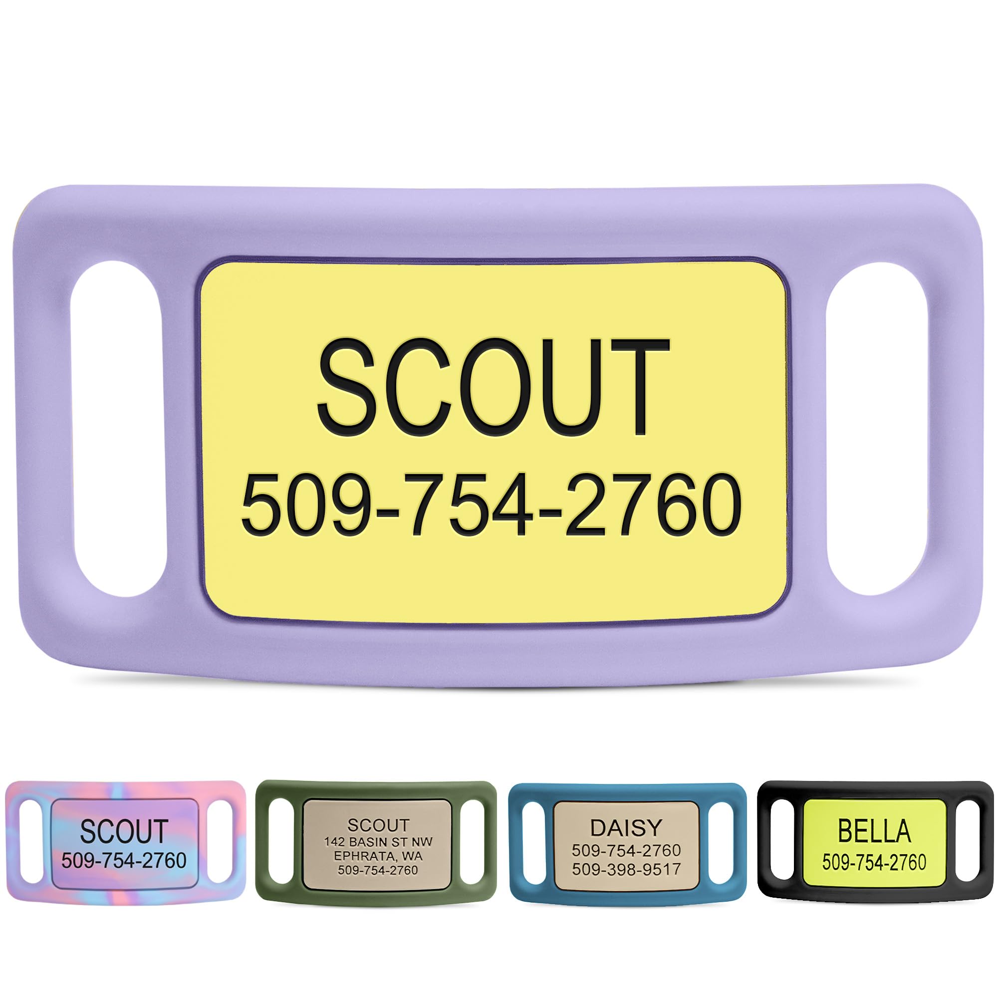 GoTags Silent Slide-On Engraved Silicone Pet ID Tag