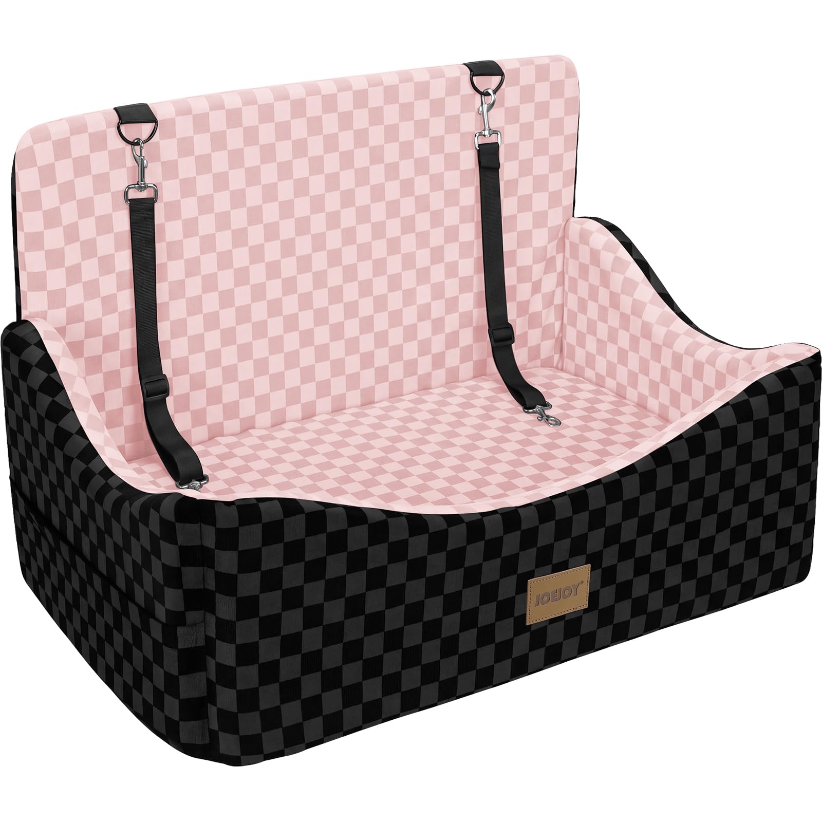 JOEJOY Memory Foam Dog Car Booster Seat with Safety Belts