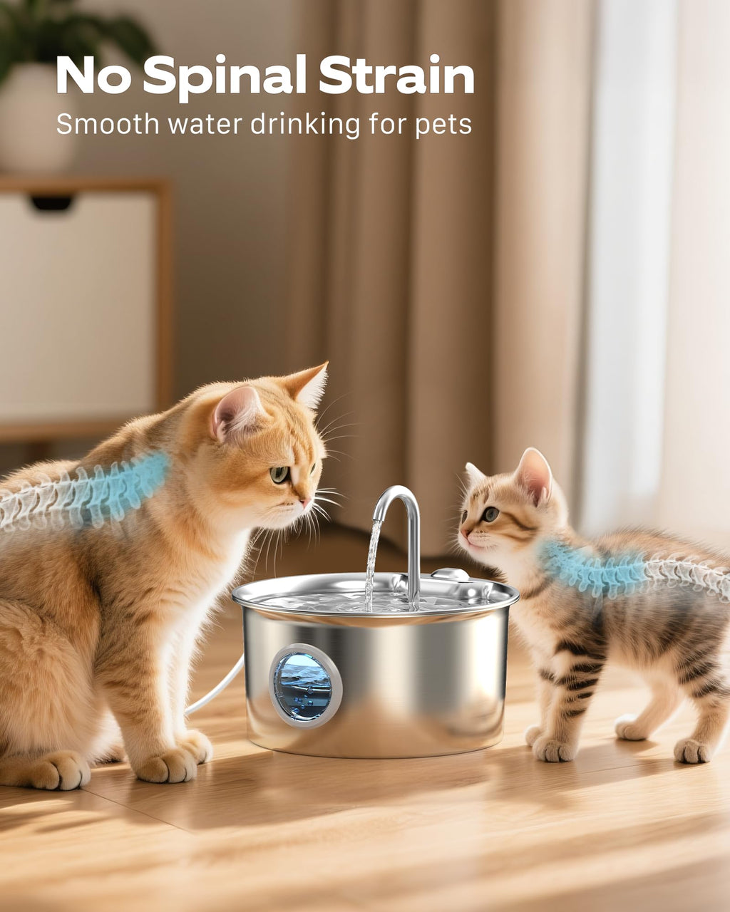 ATMZIQXR Stainless Steel Cat Water Fountain with Filter