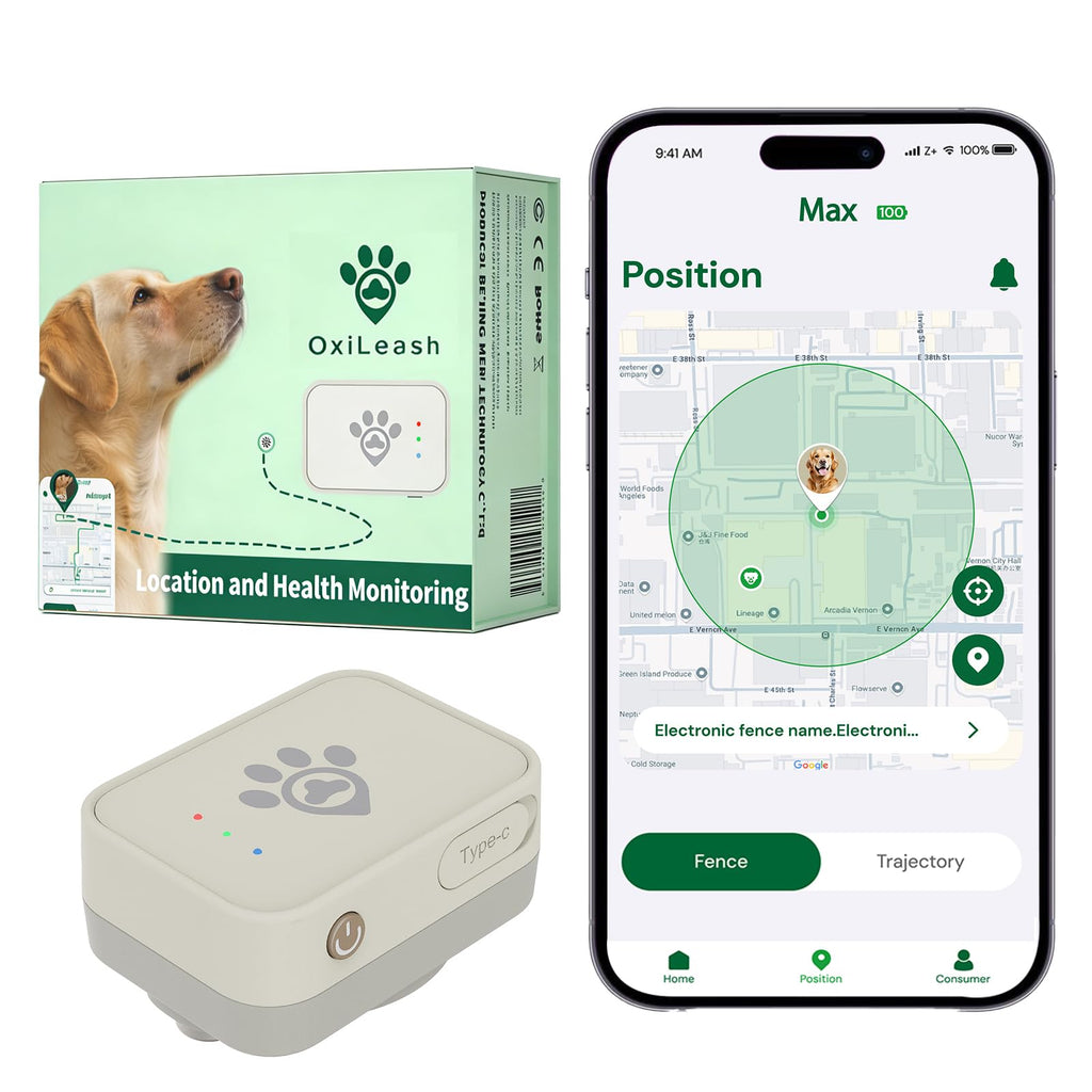 OxiLeash GPS Dog Tracker with Heart Rate and SpO2 Monitor