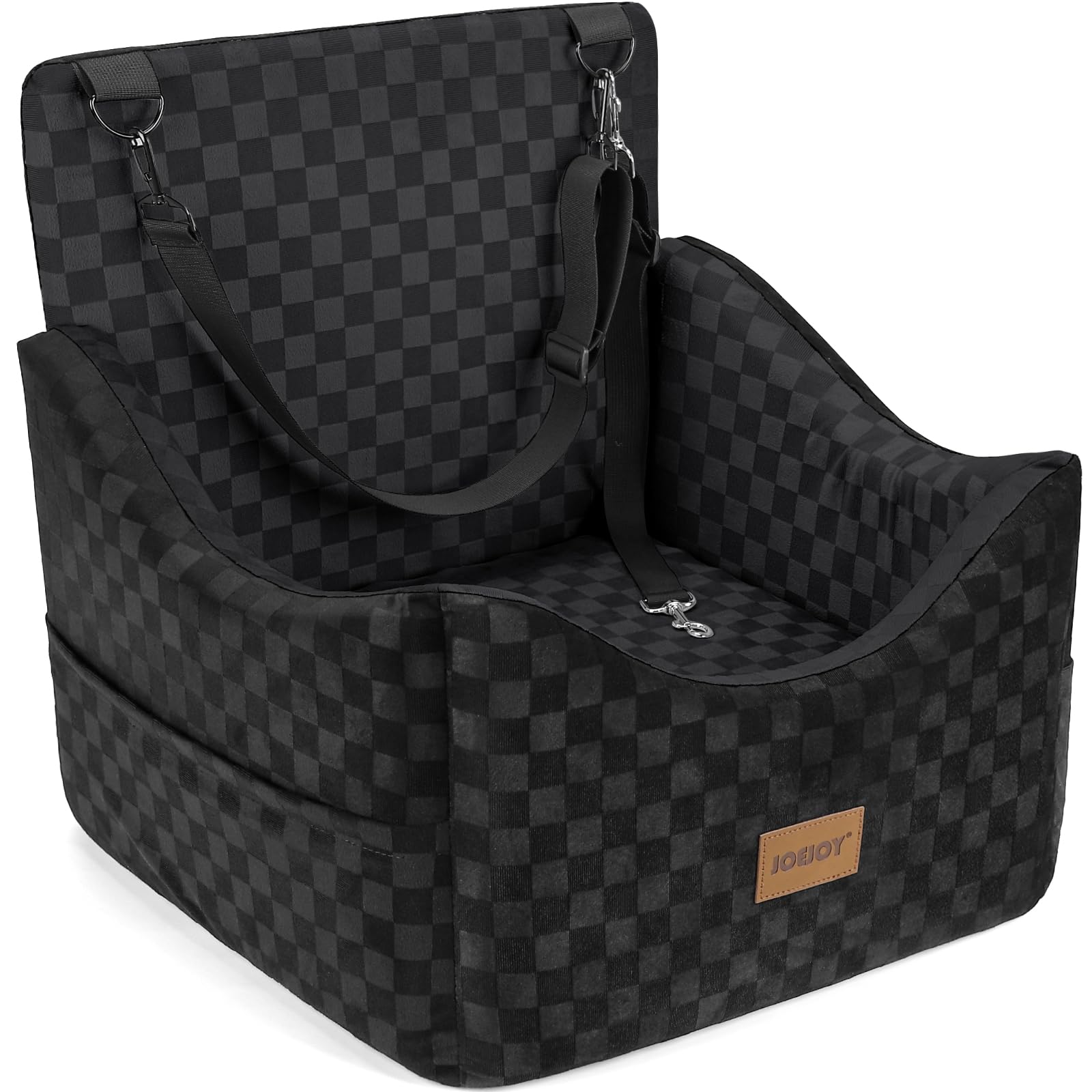 JOEJOY Memory Foam Dog Car Booster Seat with Safety Belts