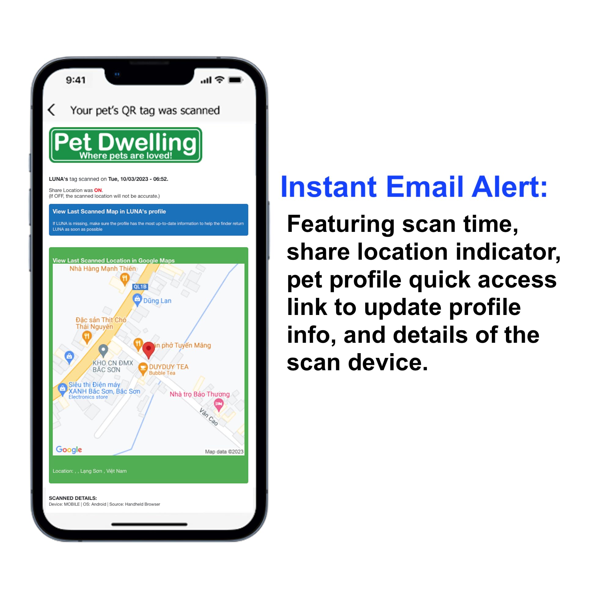 Pet Dwelling QR Code Pet ID Tag with Online Profile
