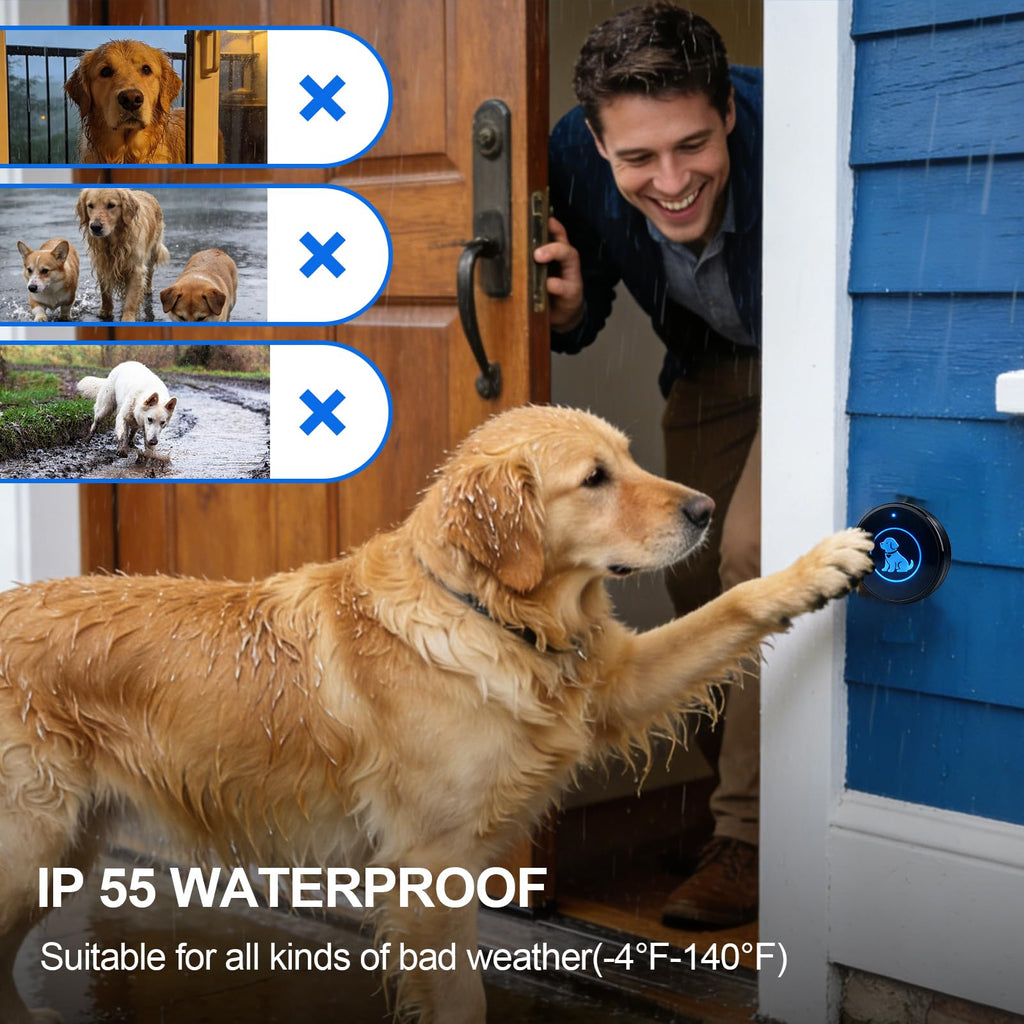 Self-Illuminating Wireless Dog Door Bell for Potty Training
