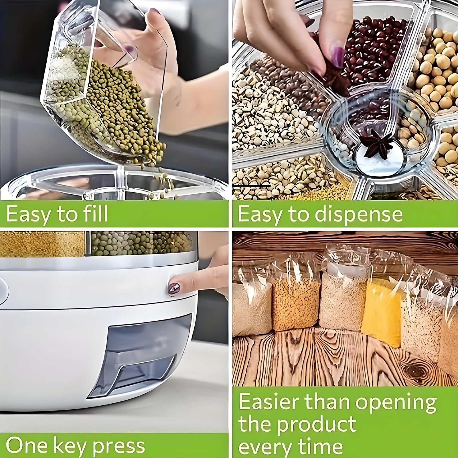 Wnnideo Rotating 6-Grid Pet Food Storage Dispenser