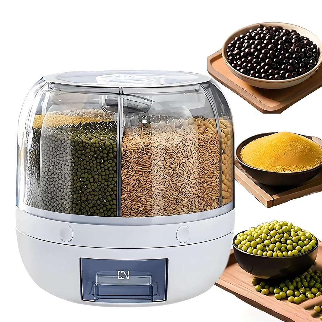 Wnnideo Rotating 6-Grid Pet Food Storage Dispenser